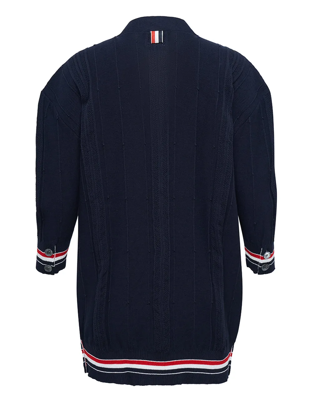 Rwb Cricket Stripe Oversized Fit 3/4 Sleeve Cardigan