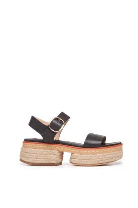 Ryka Platform Sandal in Black Leather