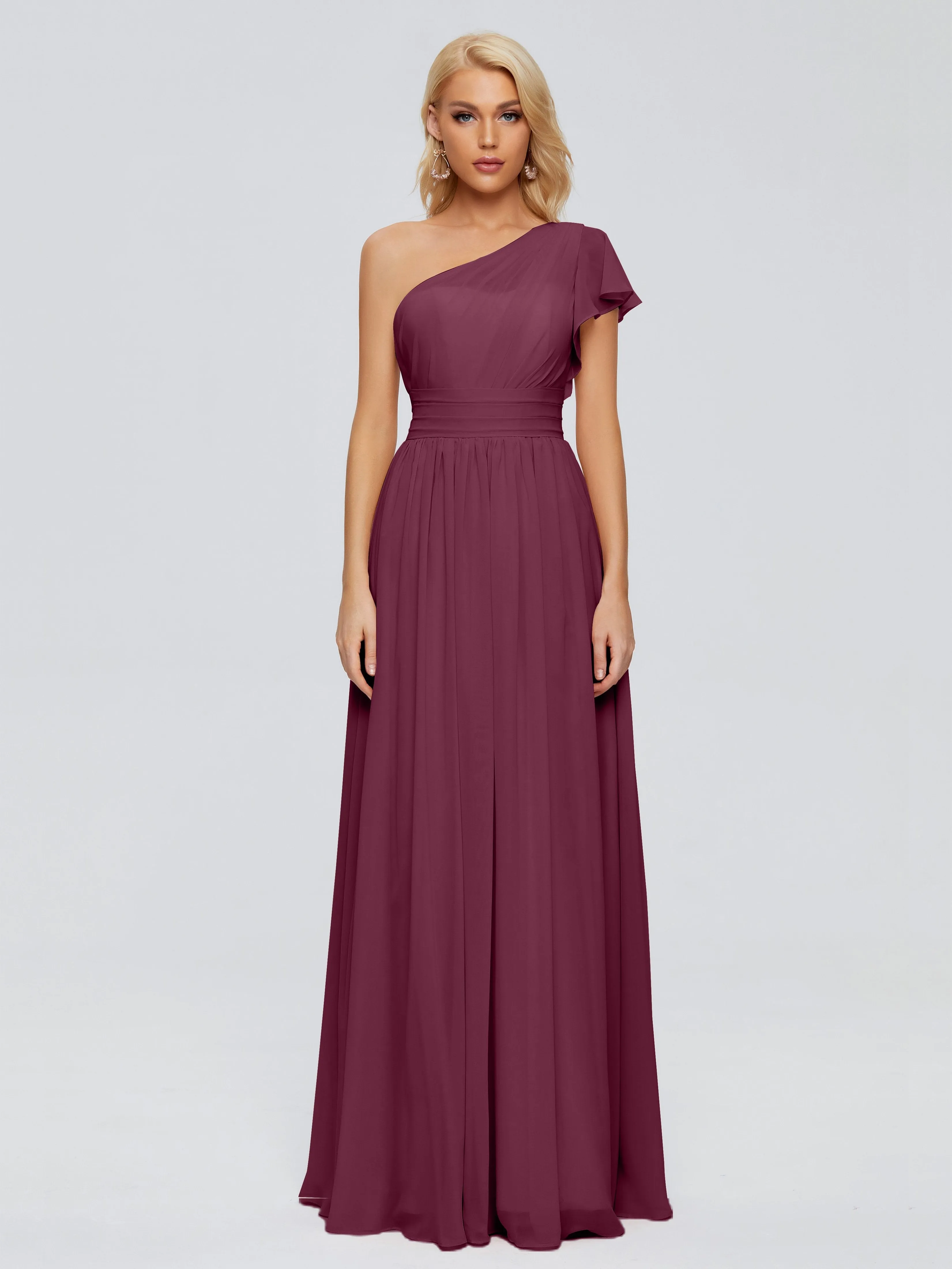 Rylee Gorgeous One Shoulder Pleated Chiffon Bridesmaid Dresses