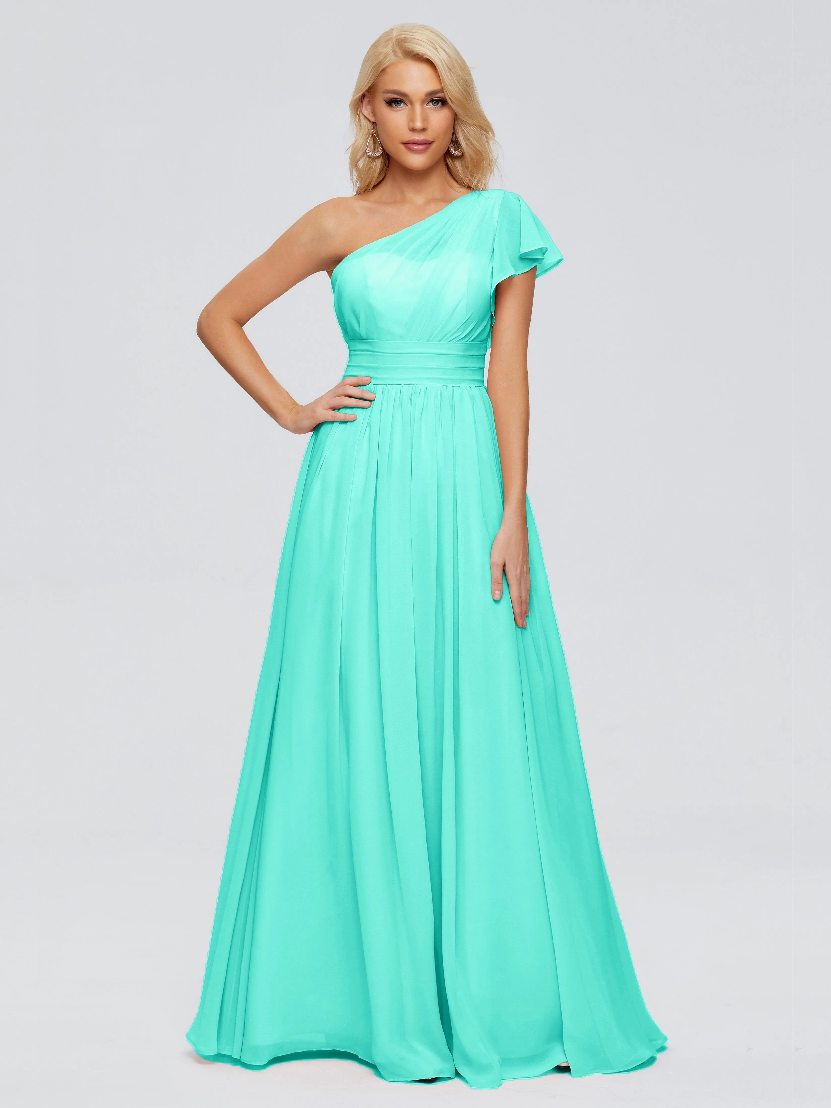 Rylee Gorgeous One Shoulder Pleated Chiffon Bridesmaid Dresses