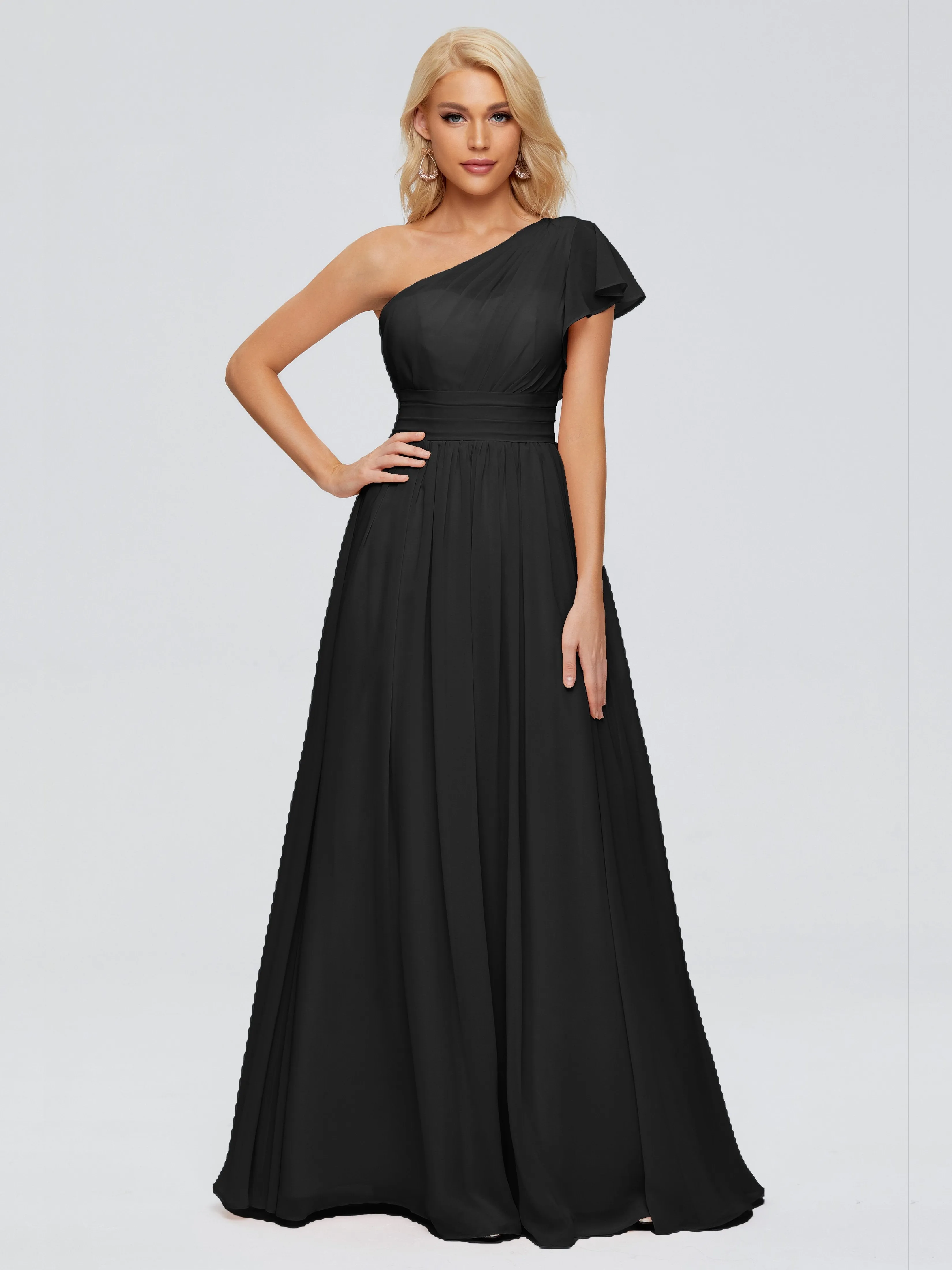 Rylee Gorgeous One Shoulder Pleated Chiffon Bridesmaid Dresses