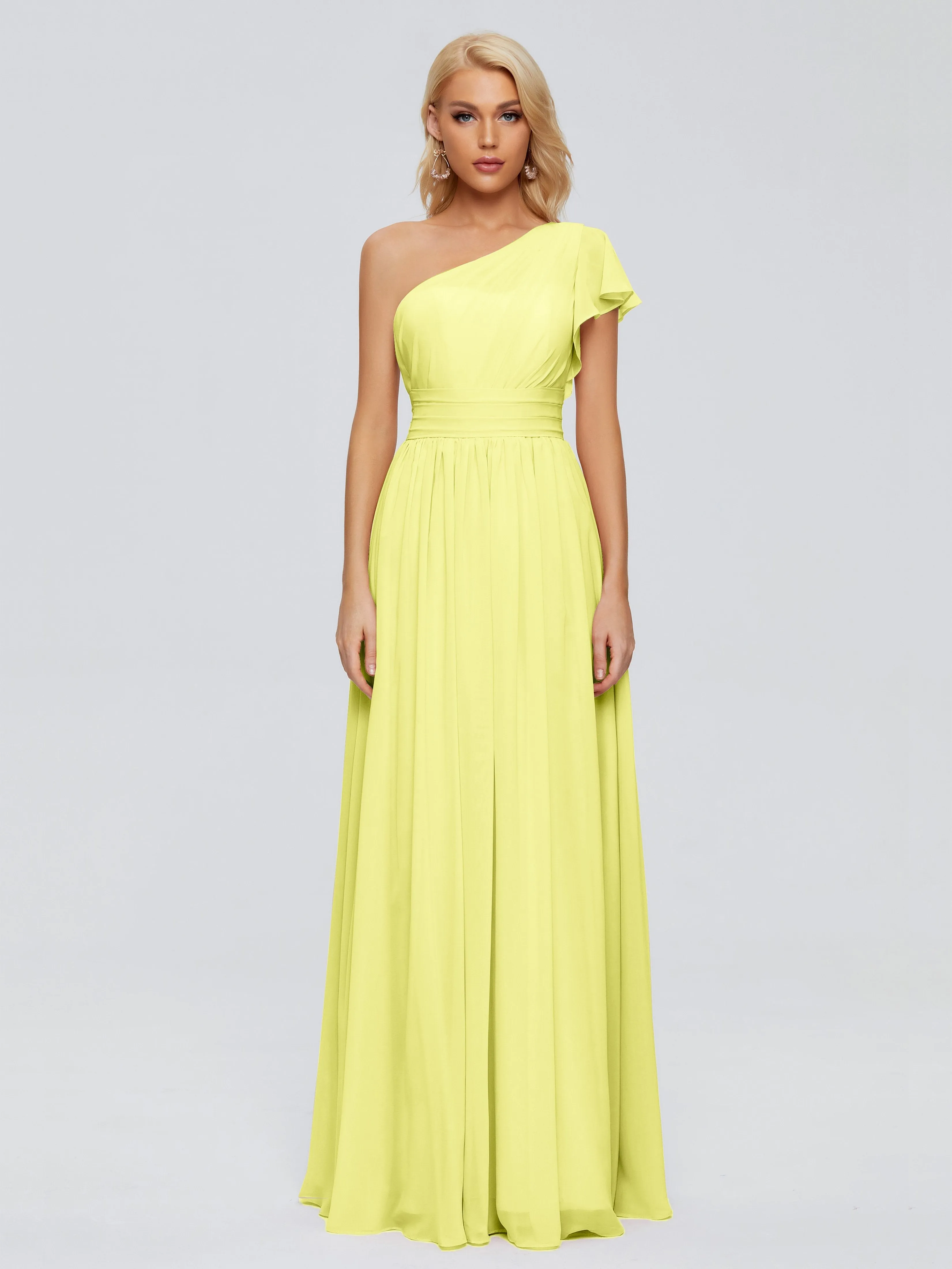 Rylee Gorgeous One Shoulder Pleated Chiffon Bridesmaid Dresses