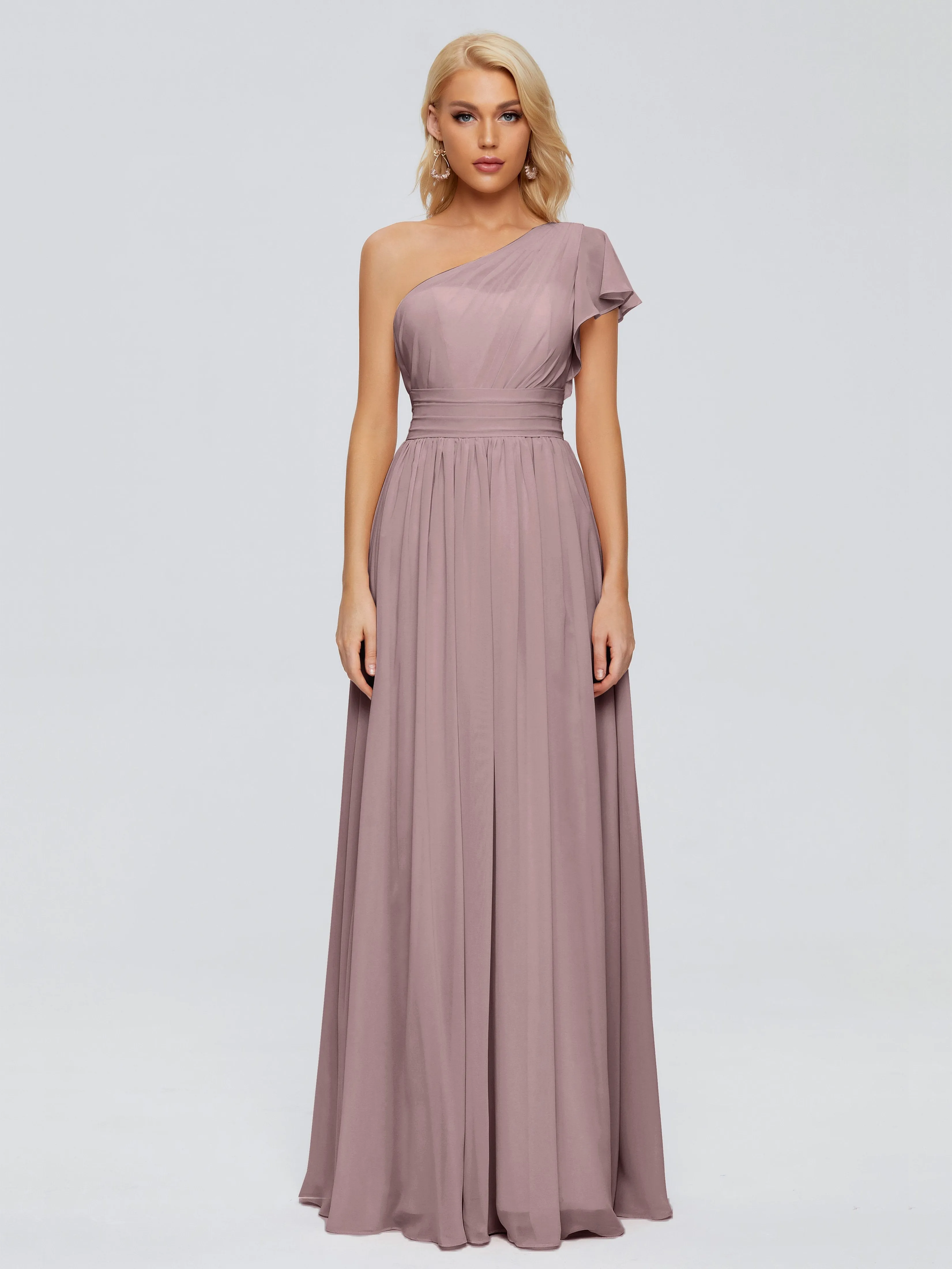 Rylee Gorgeous One Shoulder Pleated Chiffon Bridesmaid Dresses