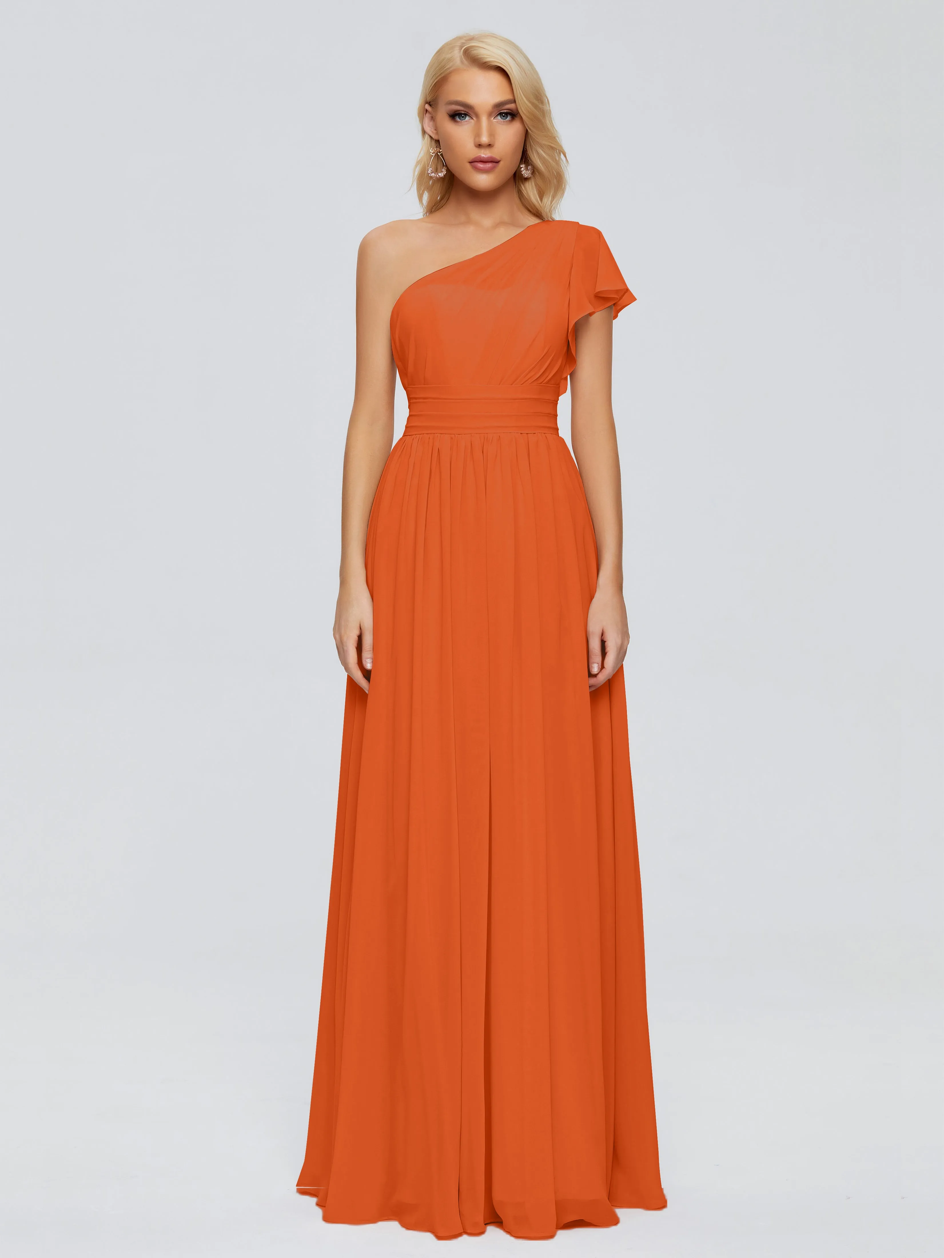 Rylee Gorgeous One Shoulder Pleated Chiffon Bridesmaid Dresses