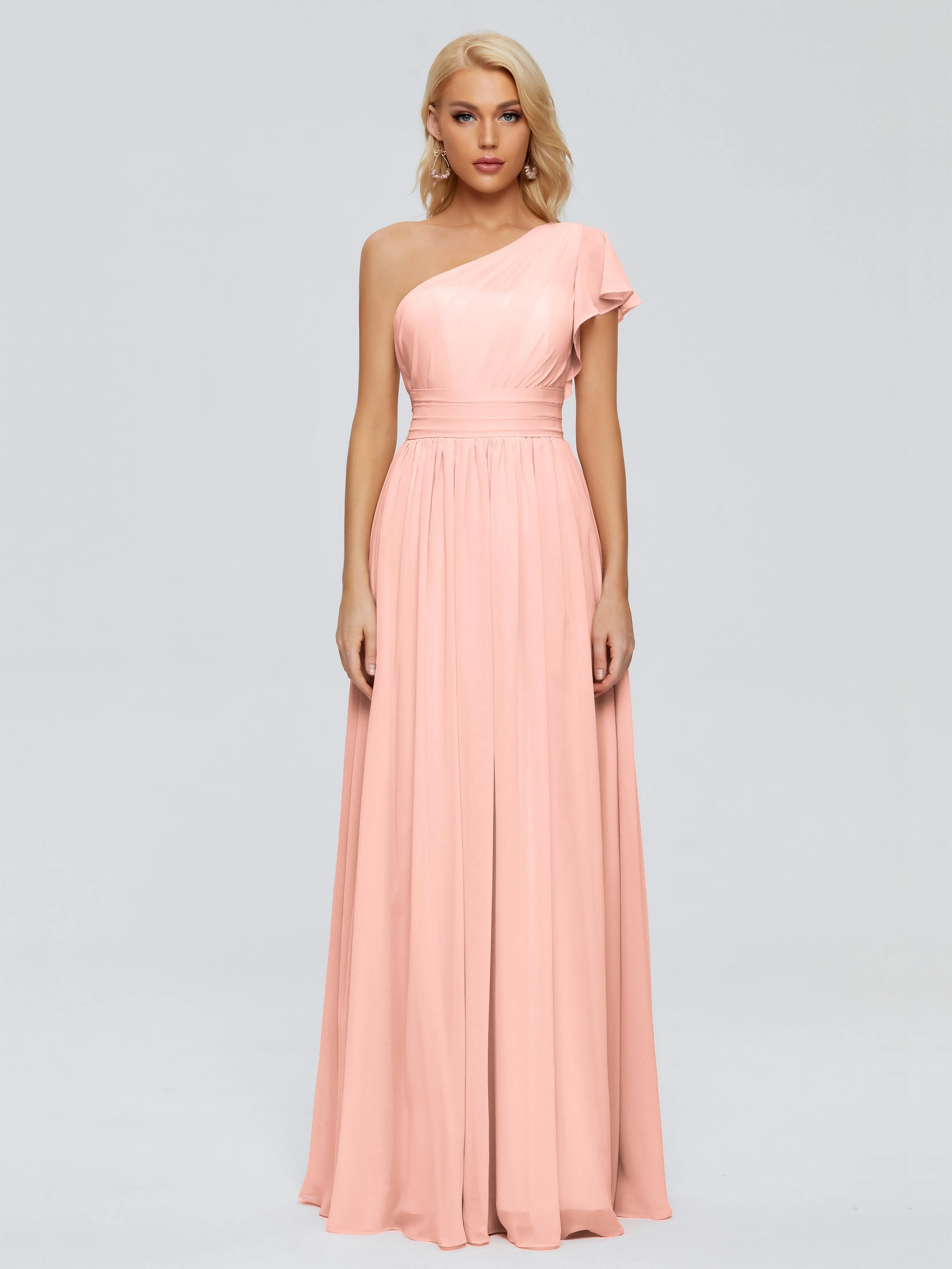 Rylee Gorgeous One Shoulder Pleated Chiffon Bridesmaid Dresses