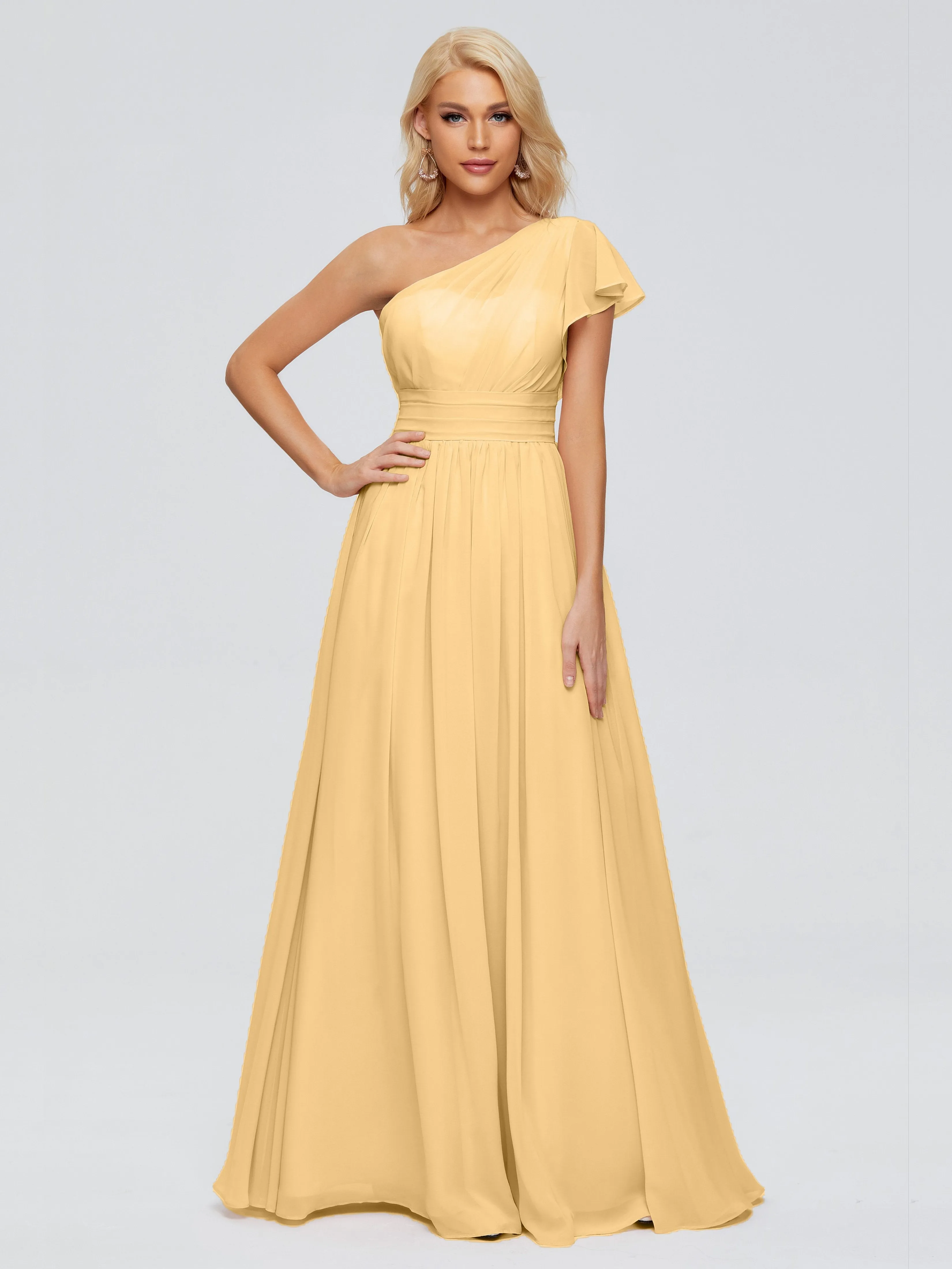 Rylee Gorgeous One Shoulder Pleated Chiffon Bridesmaid Dresses