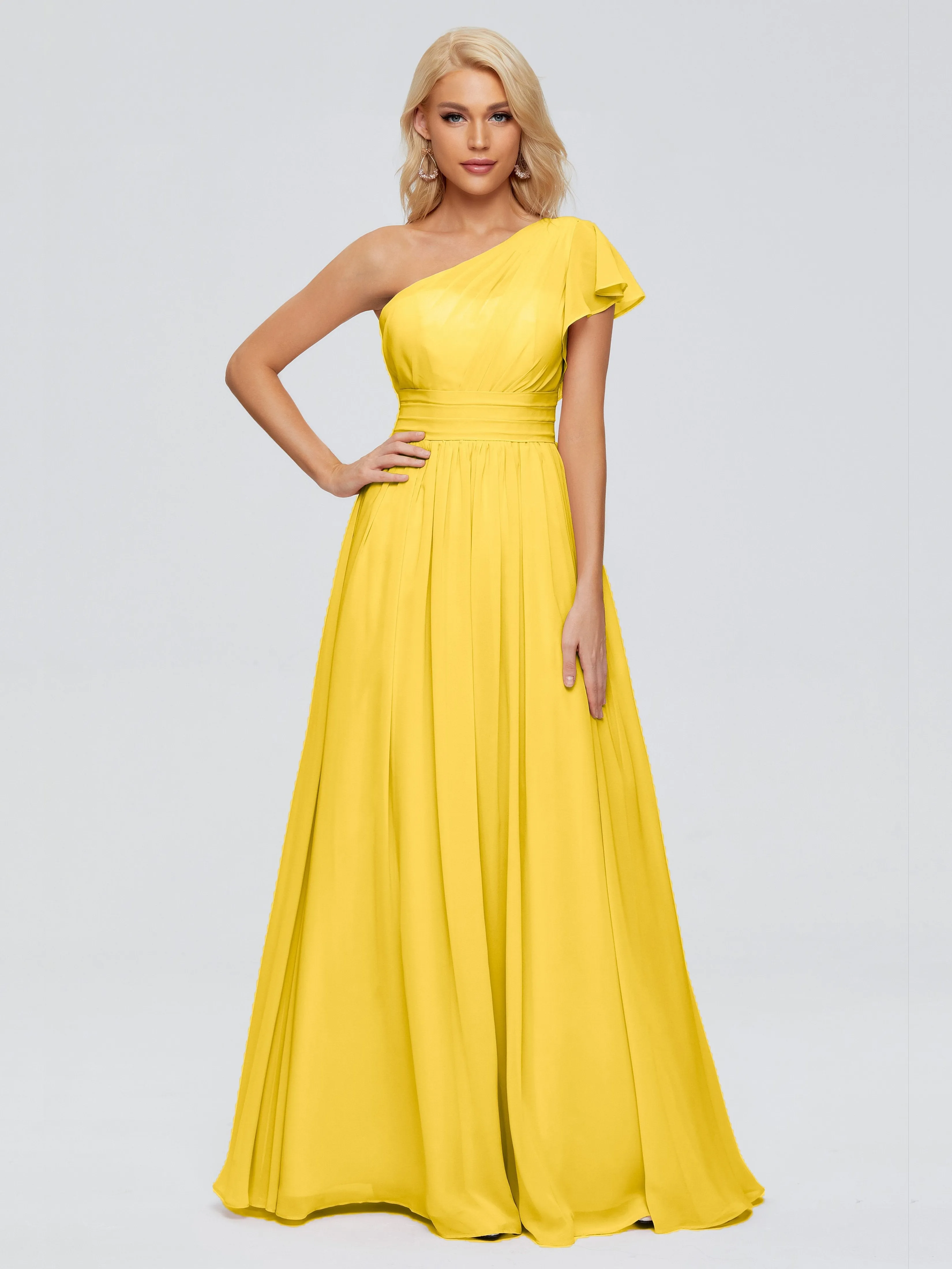 Rylee Gorgeous One Shoulder Pleated Chiffon Bridesmaid Dresses