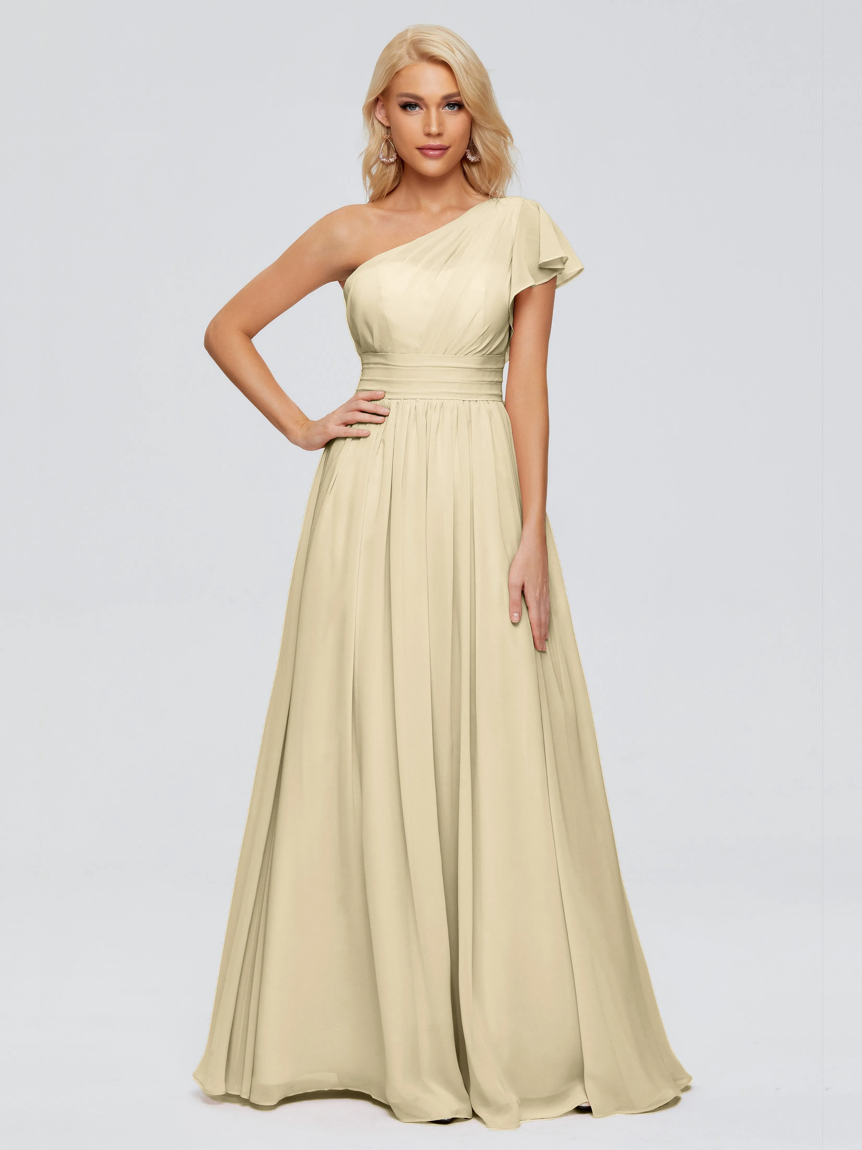 Rylee Gorgeous One Shoulder Pleated Chiffon Bridesmaid Dresses