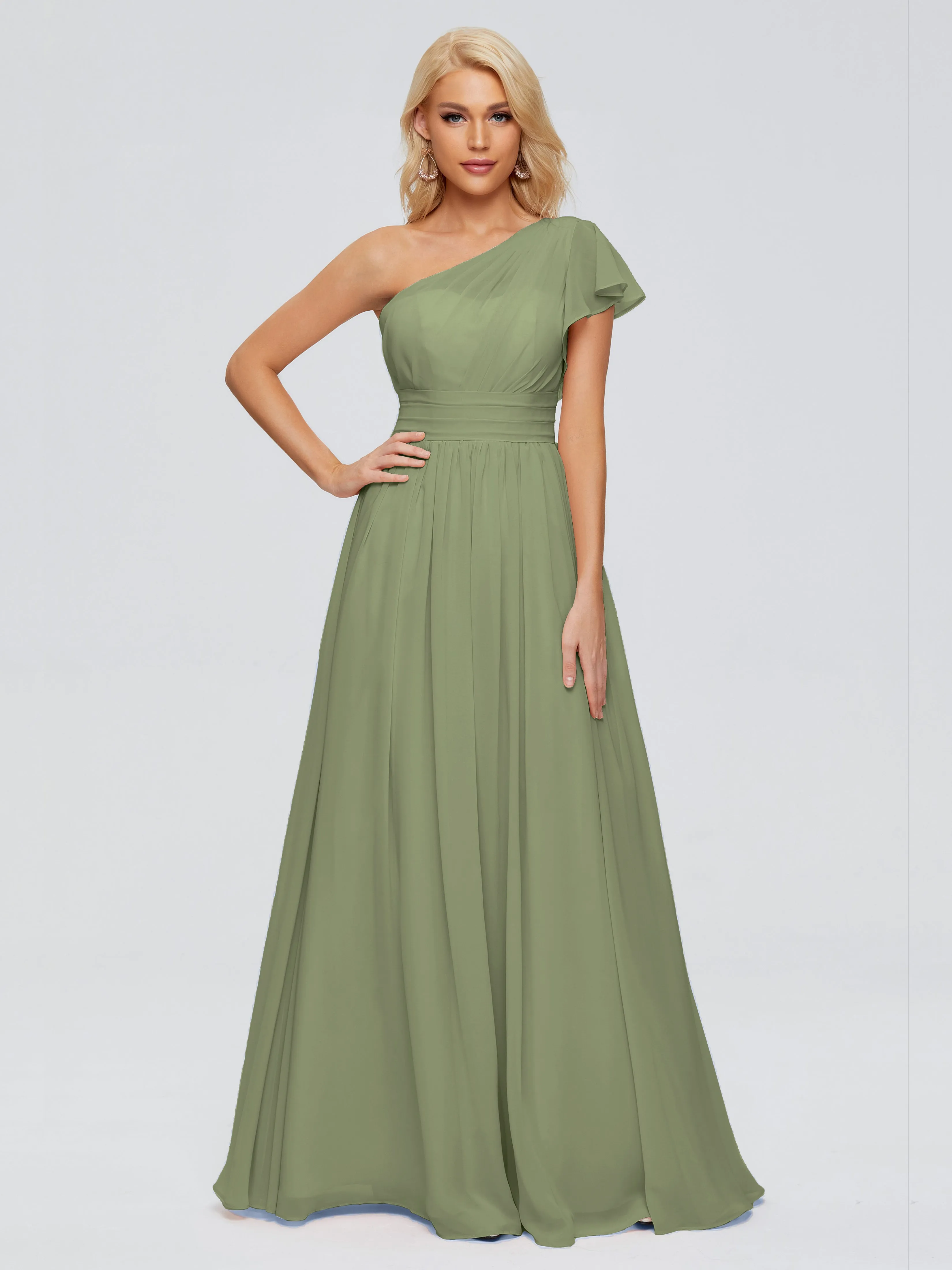 Rylee Gorgeous One Shoulder Pleated Chiffon Bridesmaid Dresses