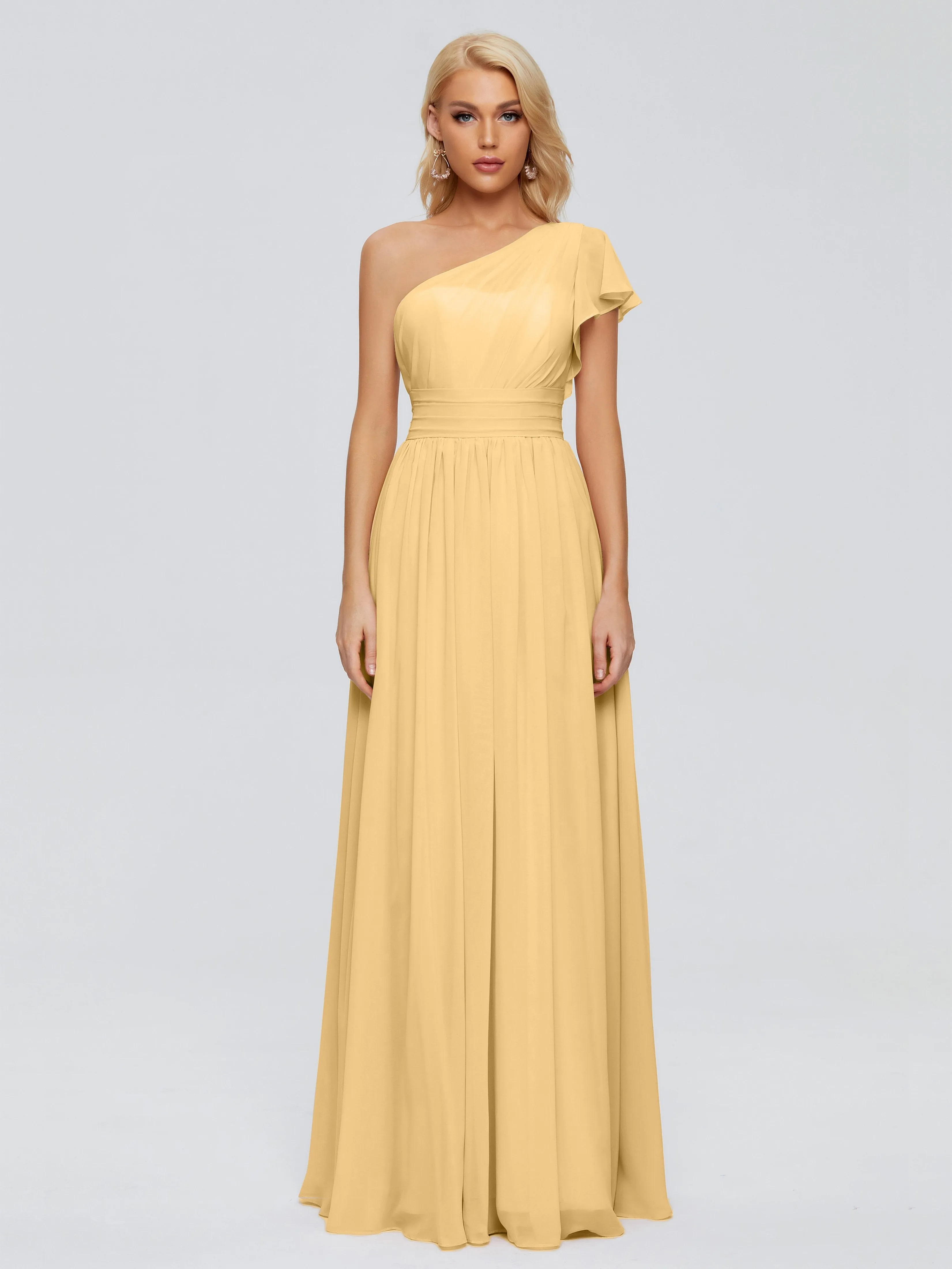 Rylee Gorgeous One Shoulder Pleated Chiffon Bridesmaid Dresses