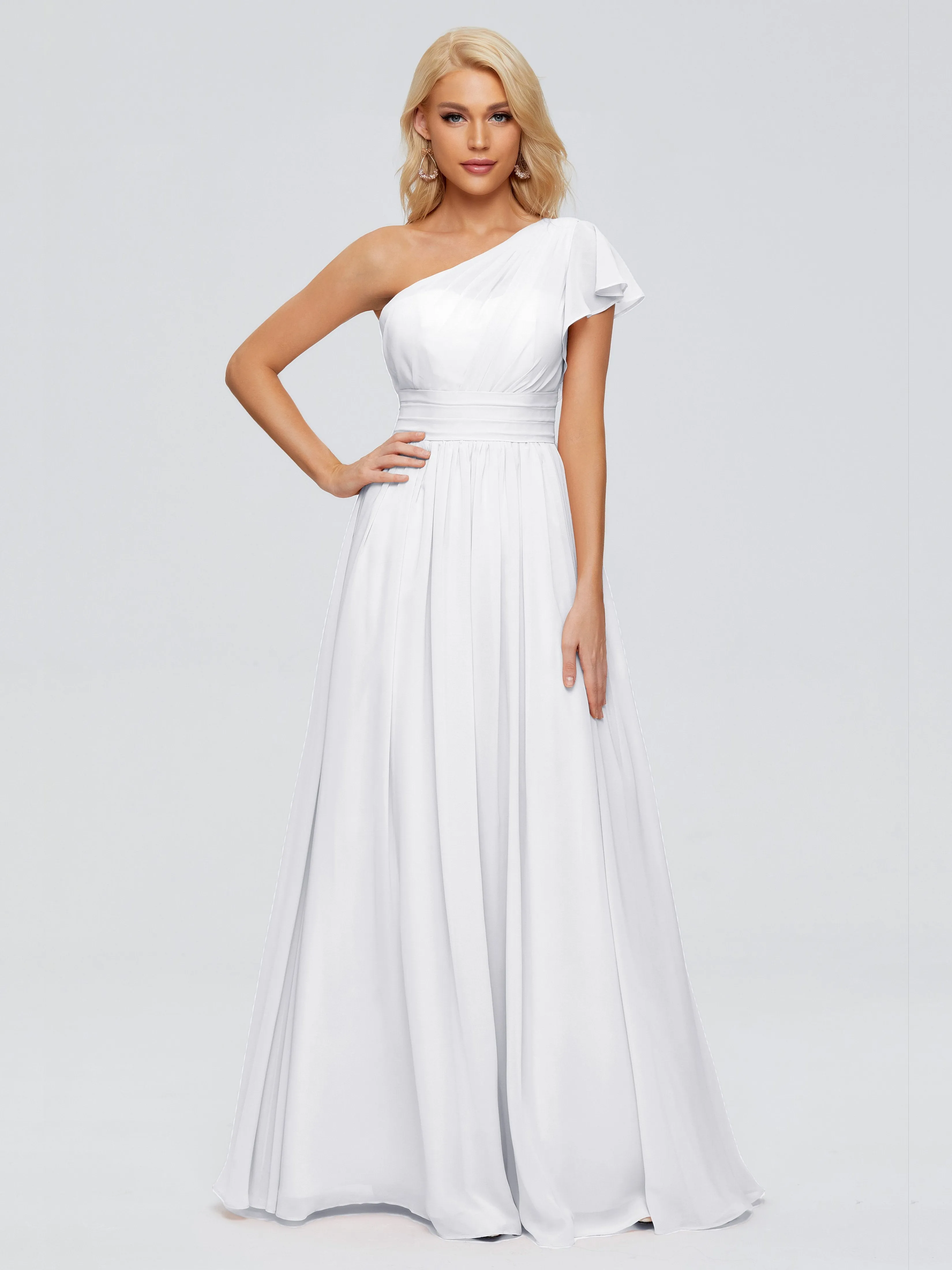 Rylee Gorgeous One Shoulder Pleated Chiffon Bridesmaid Dresses