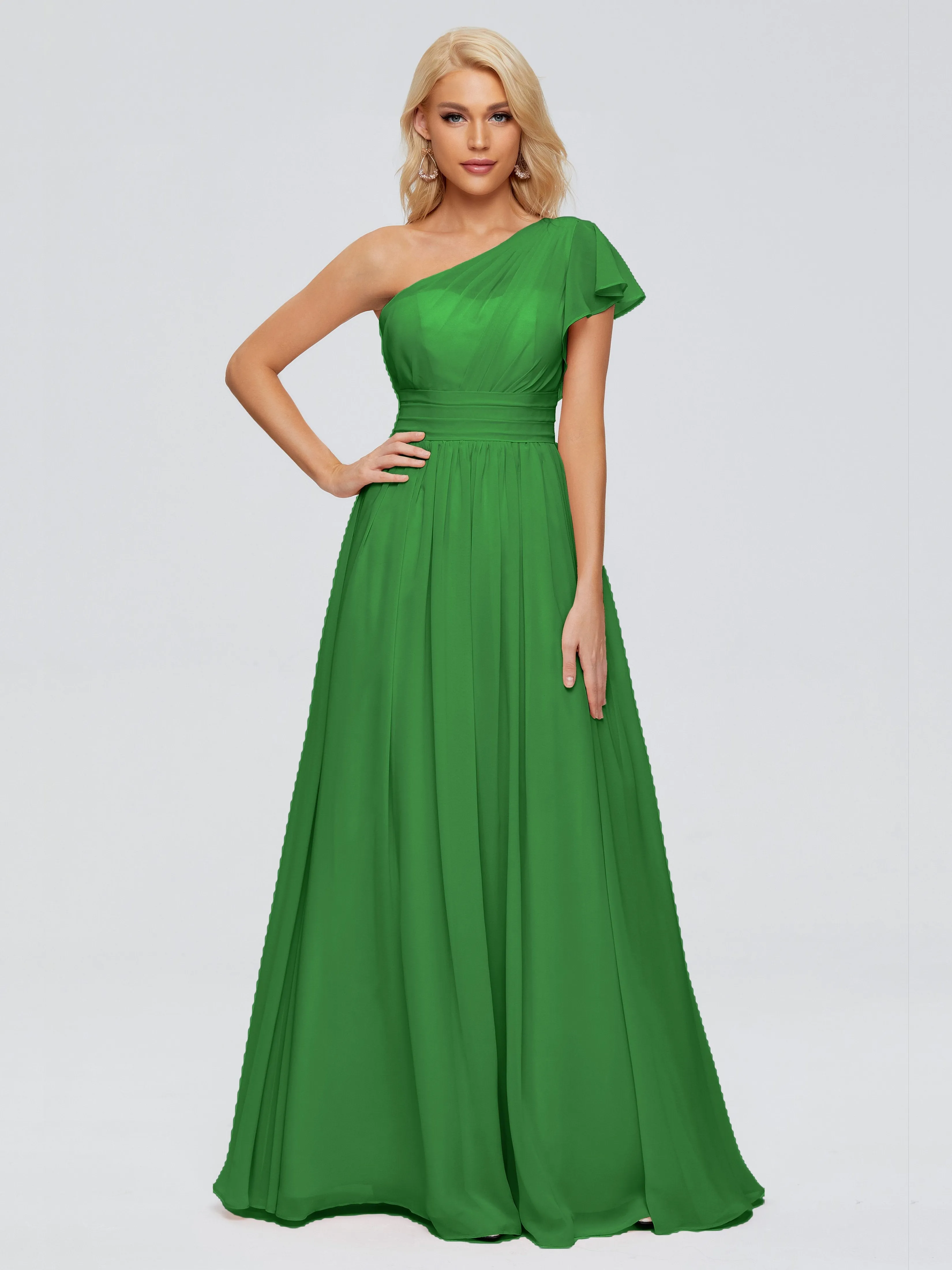 Rylee Gorgeous One Shoulder Pleated Chiffon Bridesmaid Dresses