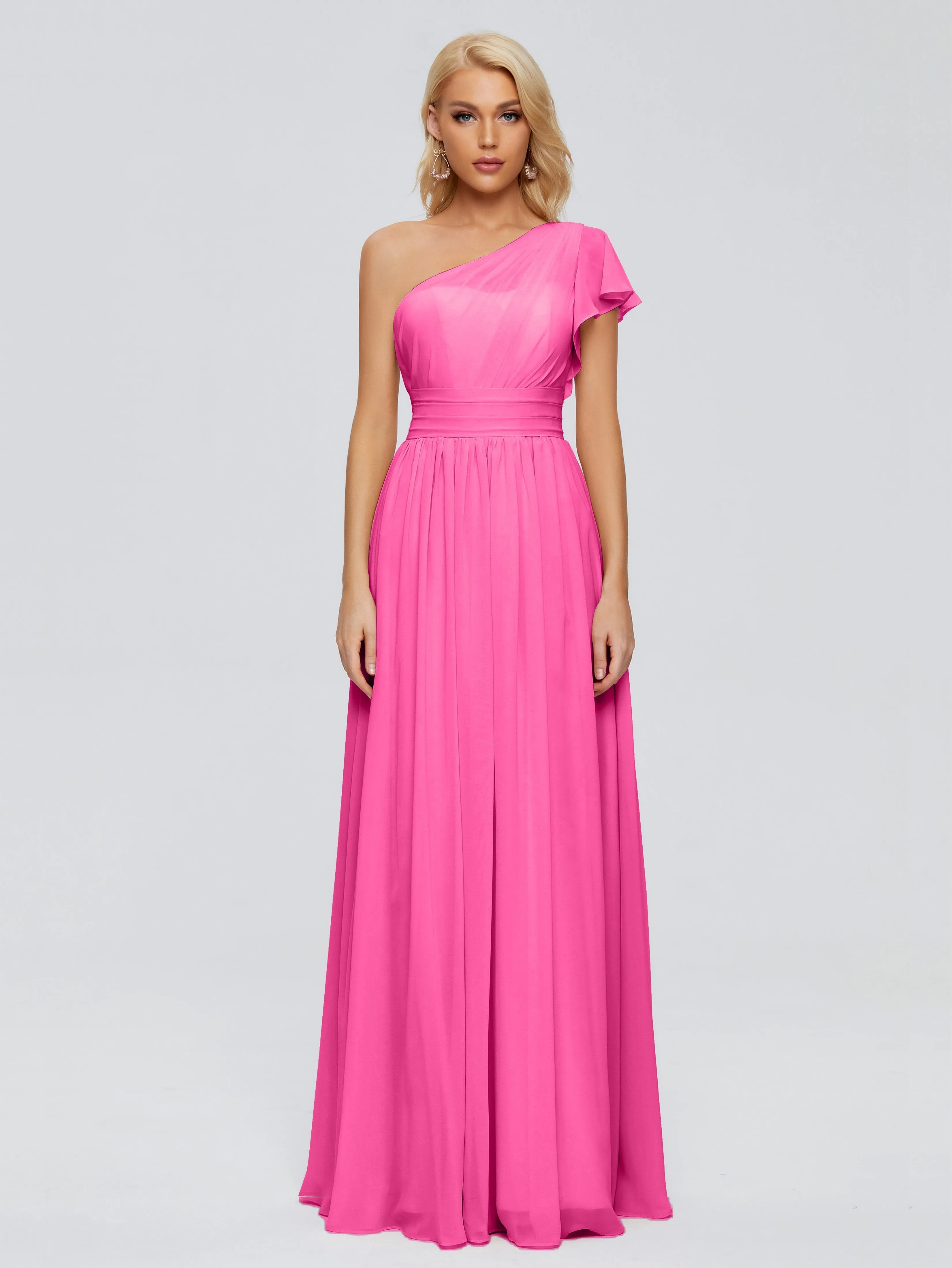 Rylee Gorgeous One Shoulder Pleated Chiffon Bridesmaid Dresses