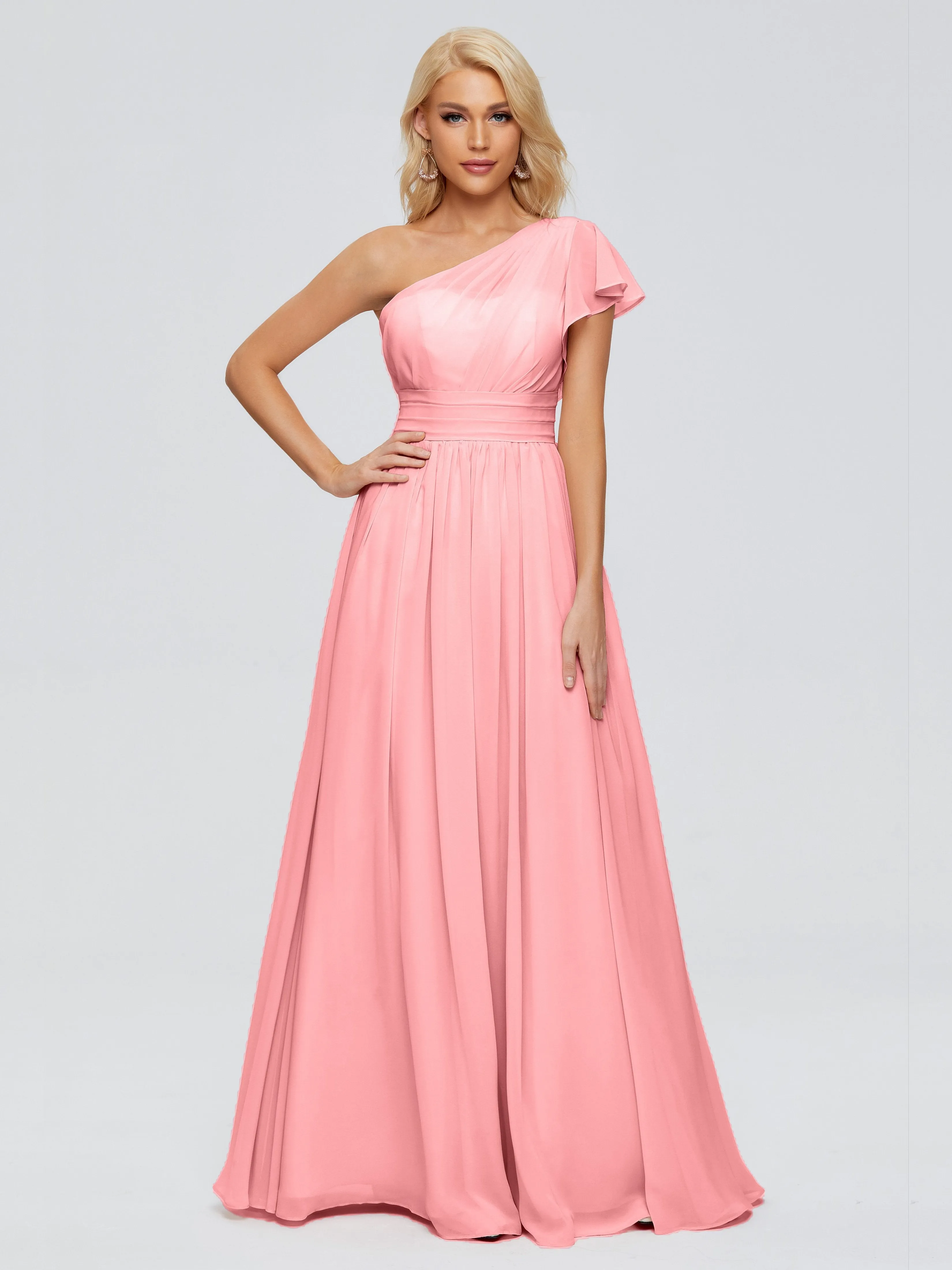 Rylee Gorgeous One Shoulder Pleated Chiffon Bridesmaid Dresses