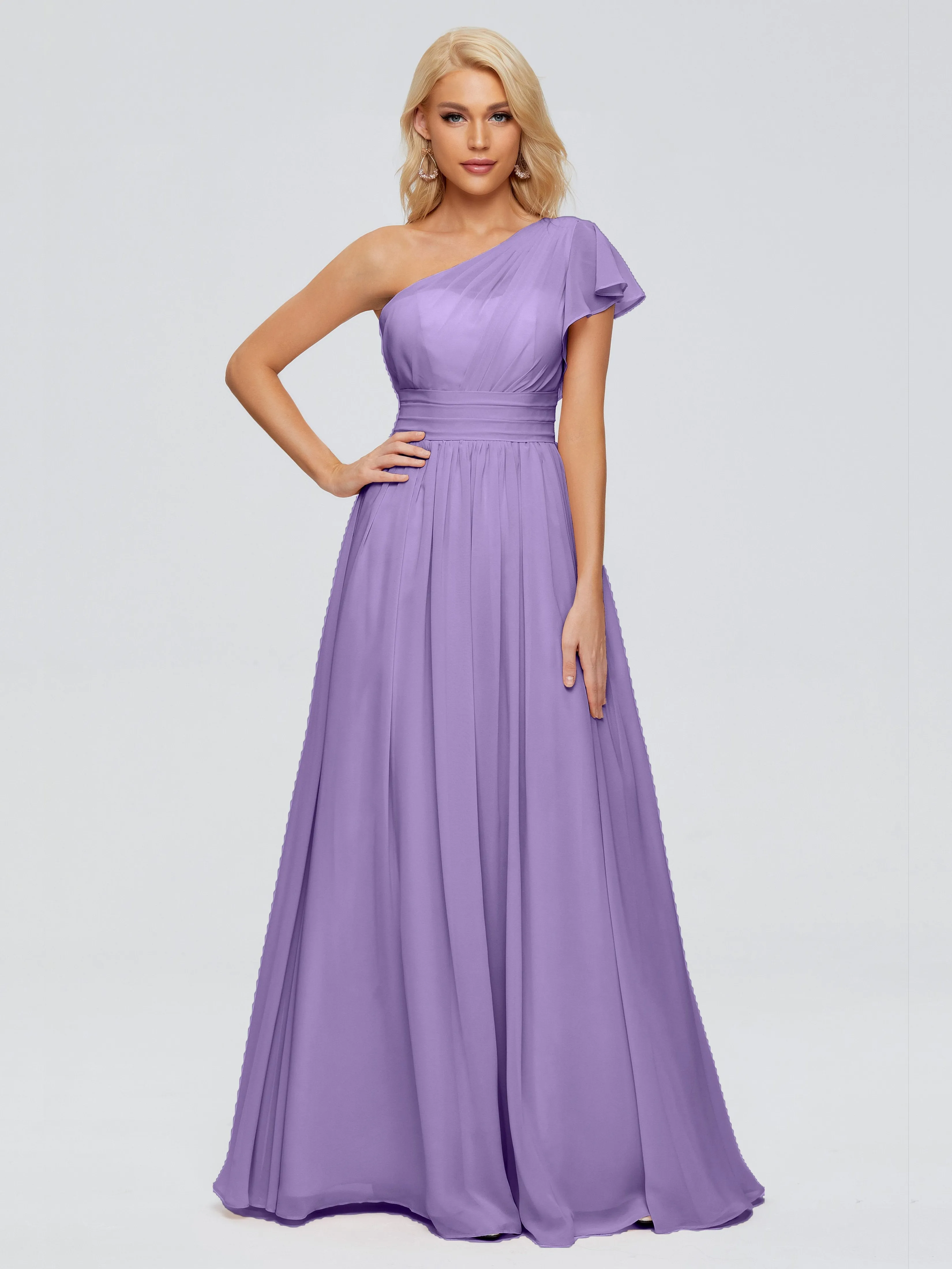 Rylee Gorgeous One Shoulder Pleated Chiffon Bridesmaid Dresses