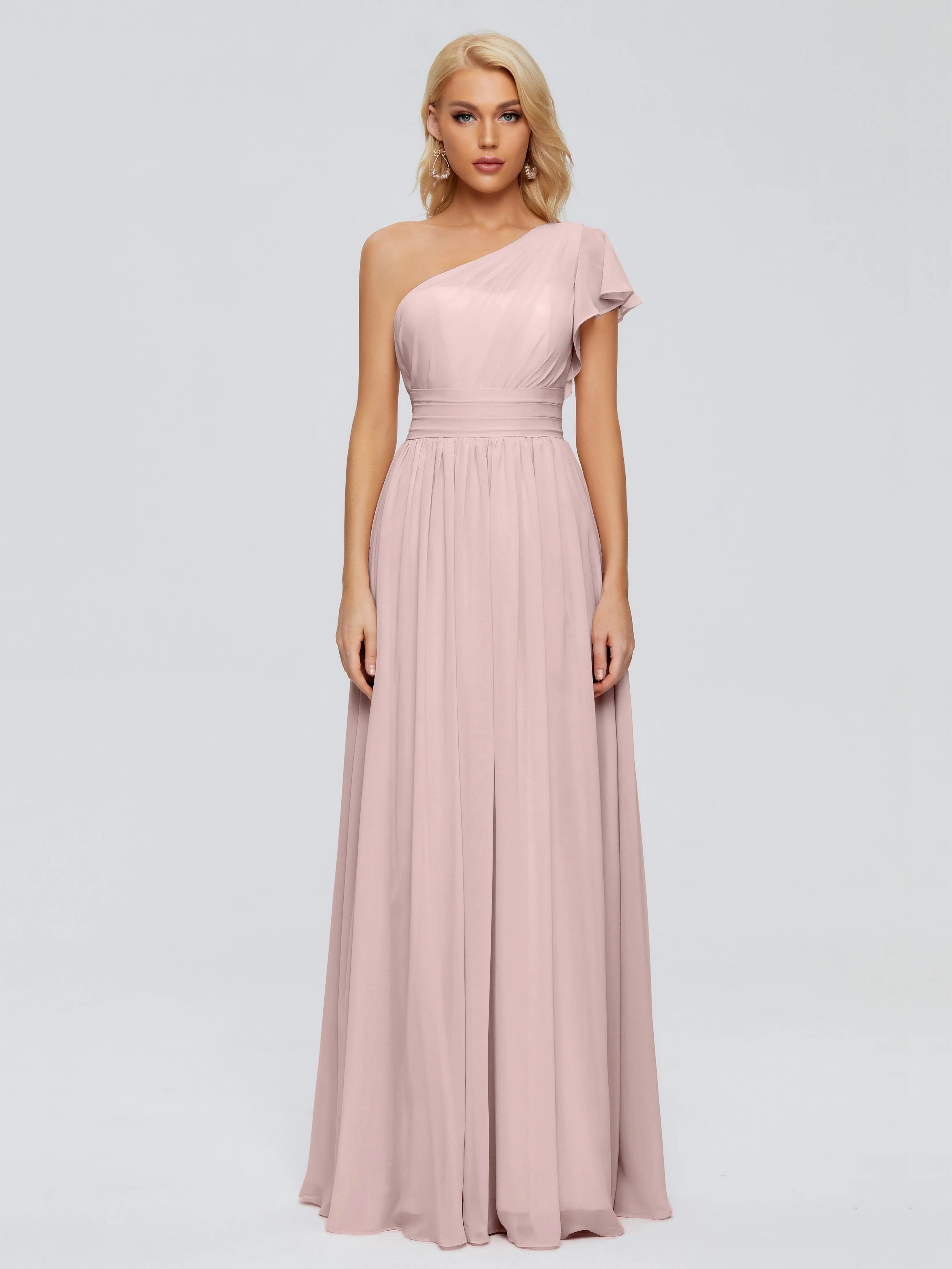 Rylee Gorgeous One Shoulder Pleated Chiffon Bridesmaid Dresses