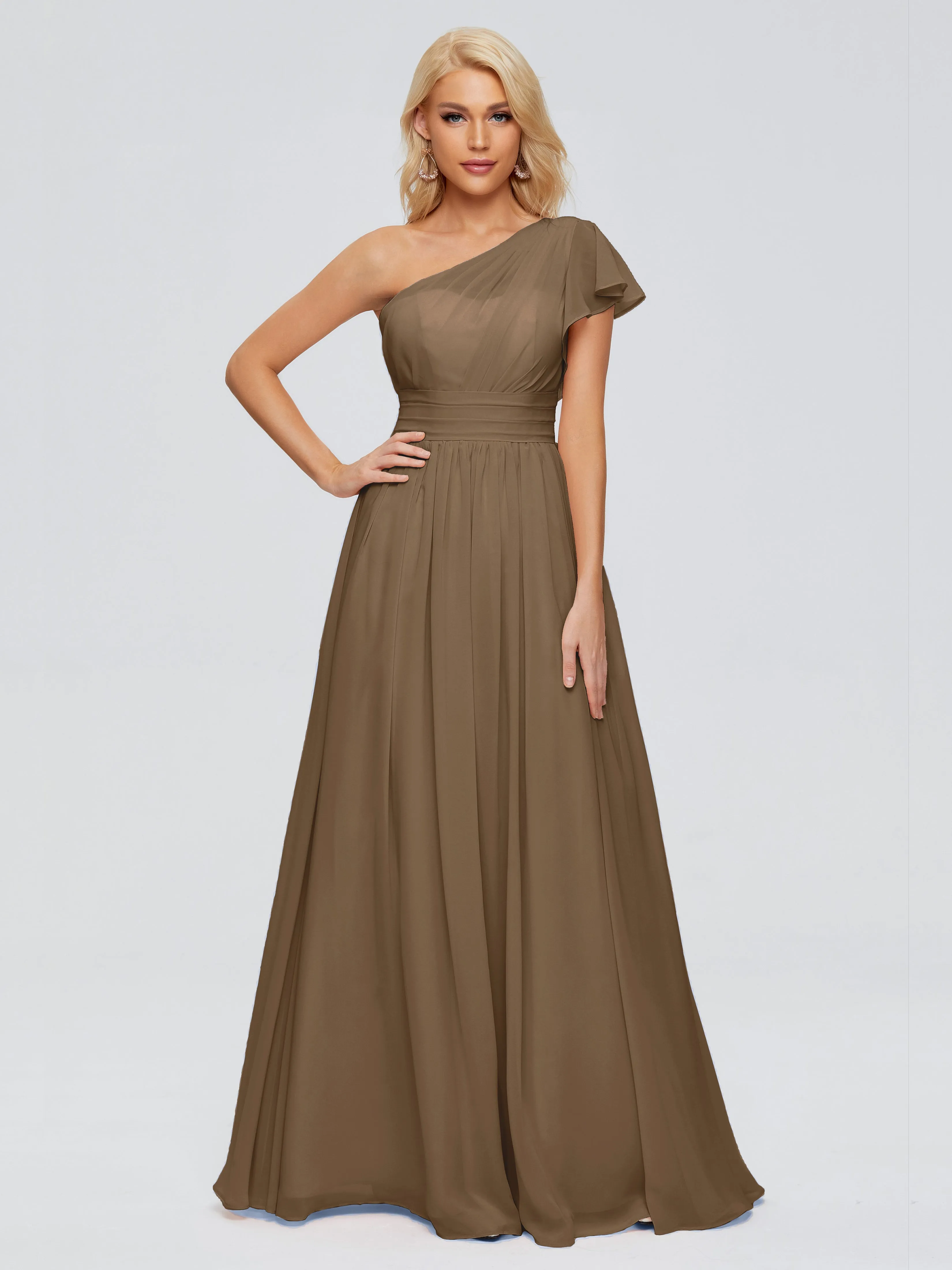 Rylee Gorgeous One Shoulder Pleated Chiffon Bridesmaid Dresses