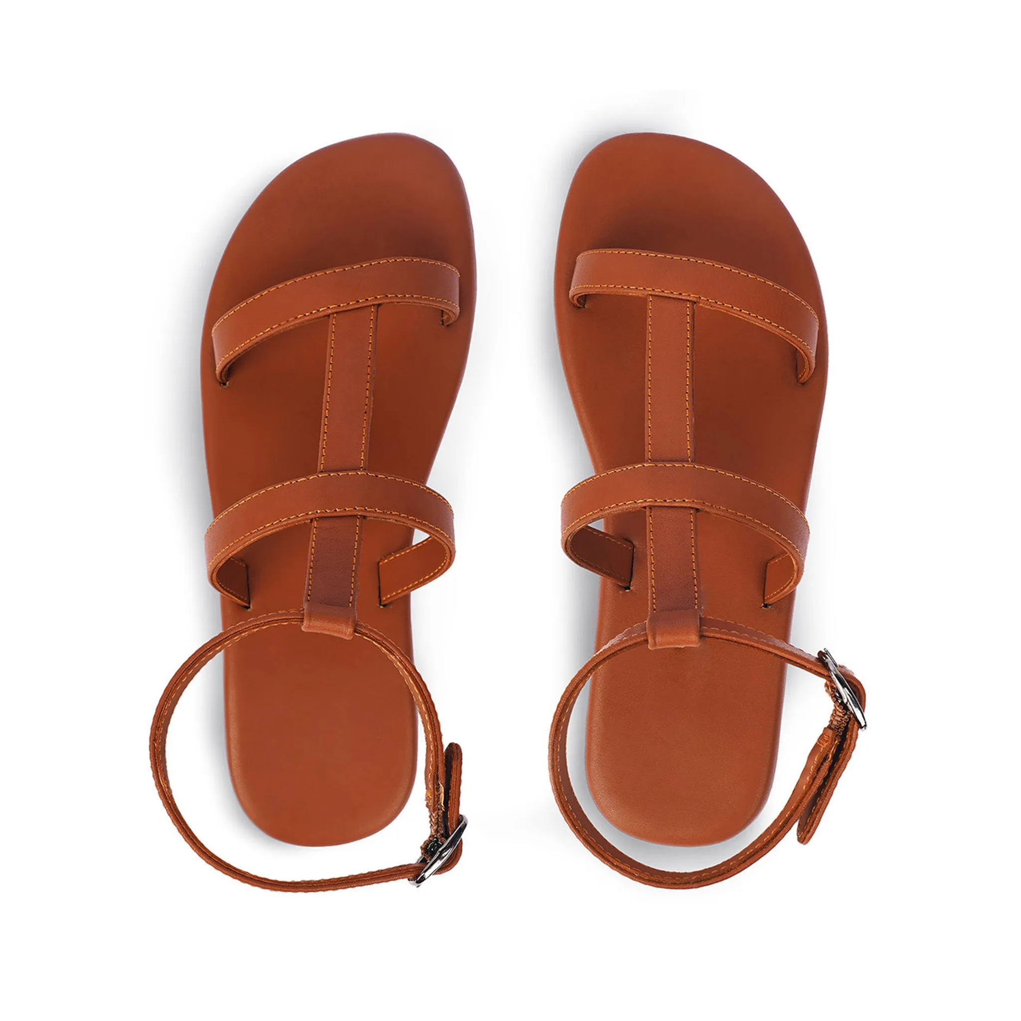 Saba T-Strap Vegan Leather Tan Sandals