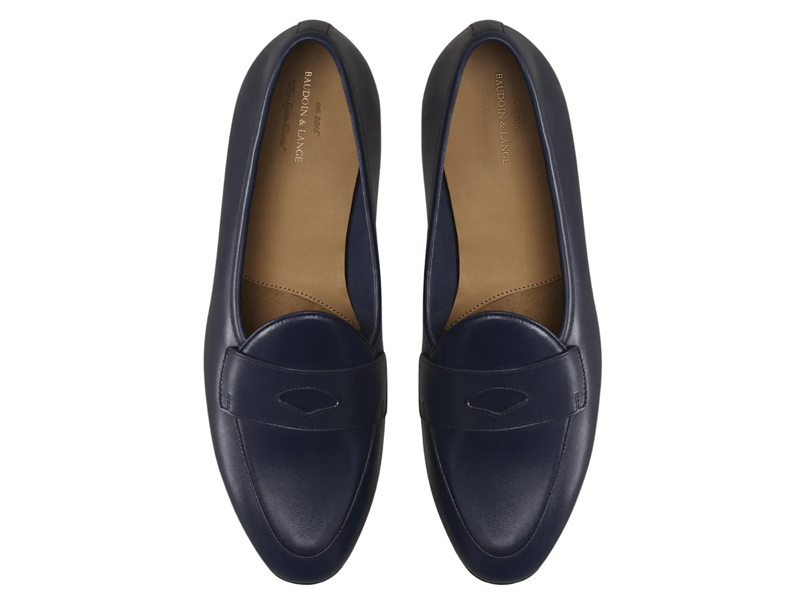 Sagan Classic Ginkgo Loafers in French Navy Drape Calf