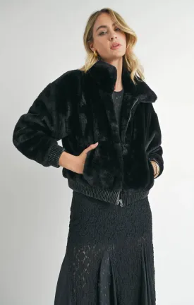 Sage The Label - Daring Vegan Fur Zip Up Jacket