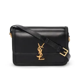 Saint Laurent Black Box Calf Medium Solferino Satchel Bag