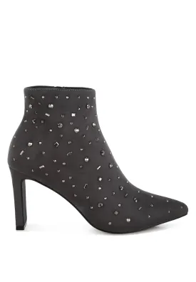 Sakura Diamante Embellished Microfiber Boots