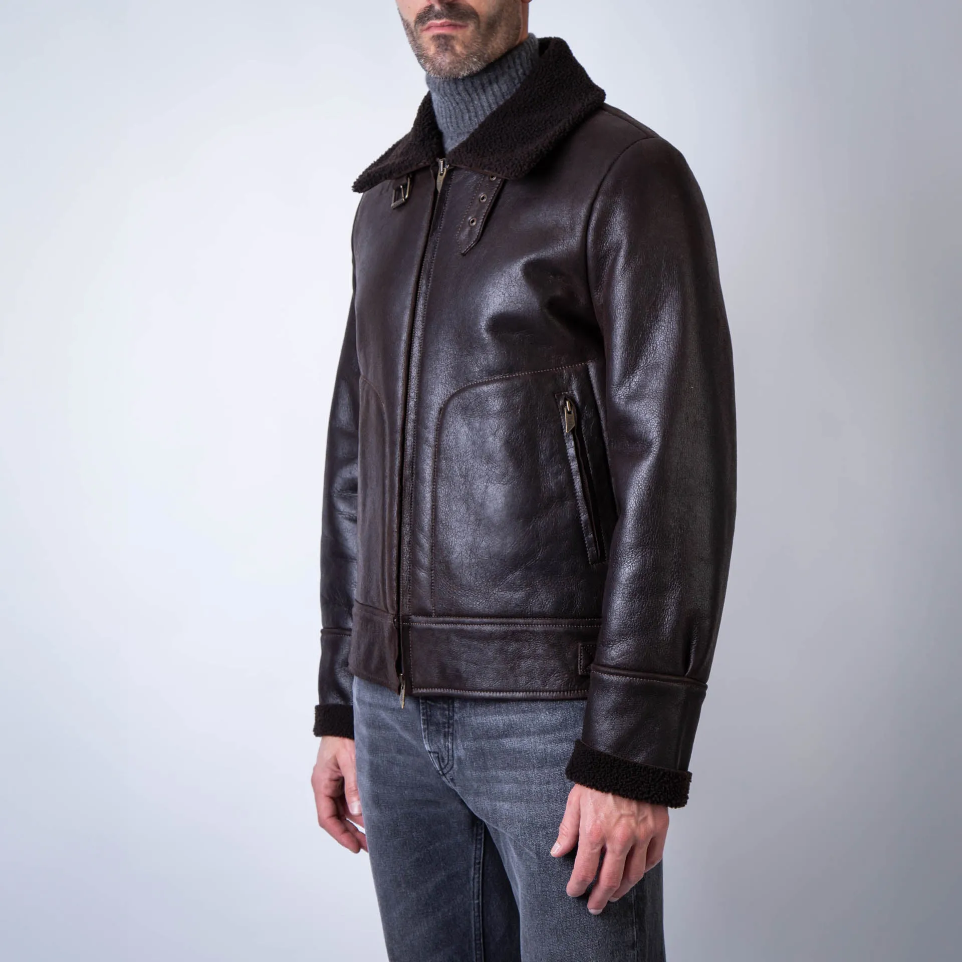 SALVATORE SANTORO LEATHER JACKET 47525-U DARK BROWN