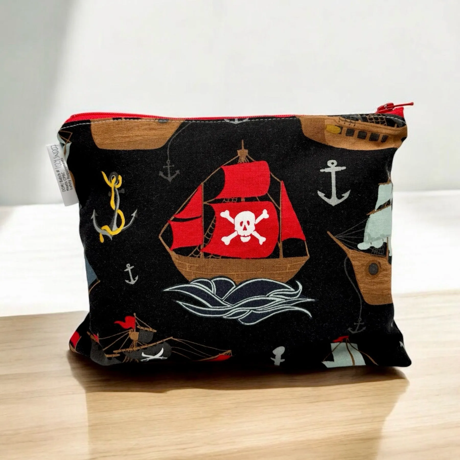 Sandwich Sized Reusable Zippered Bag Pirate Ships