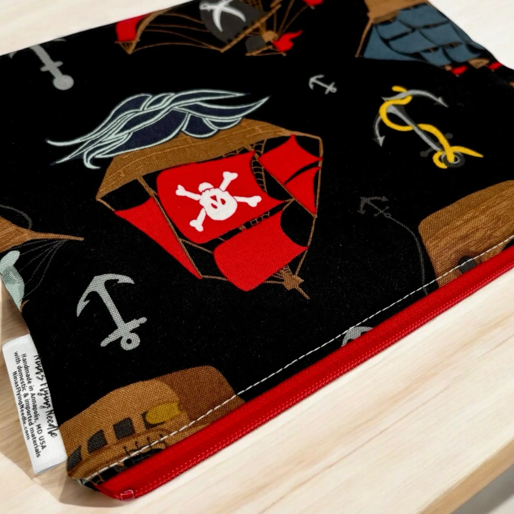 Sandwich Sized Reusable Zippered Bag Pirate Ships