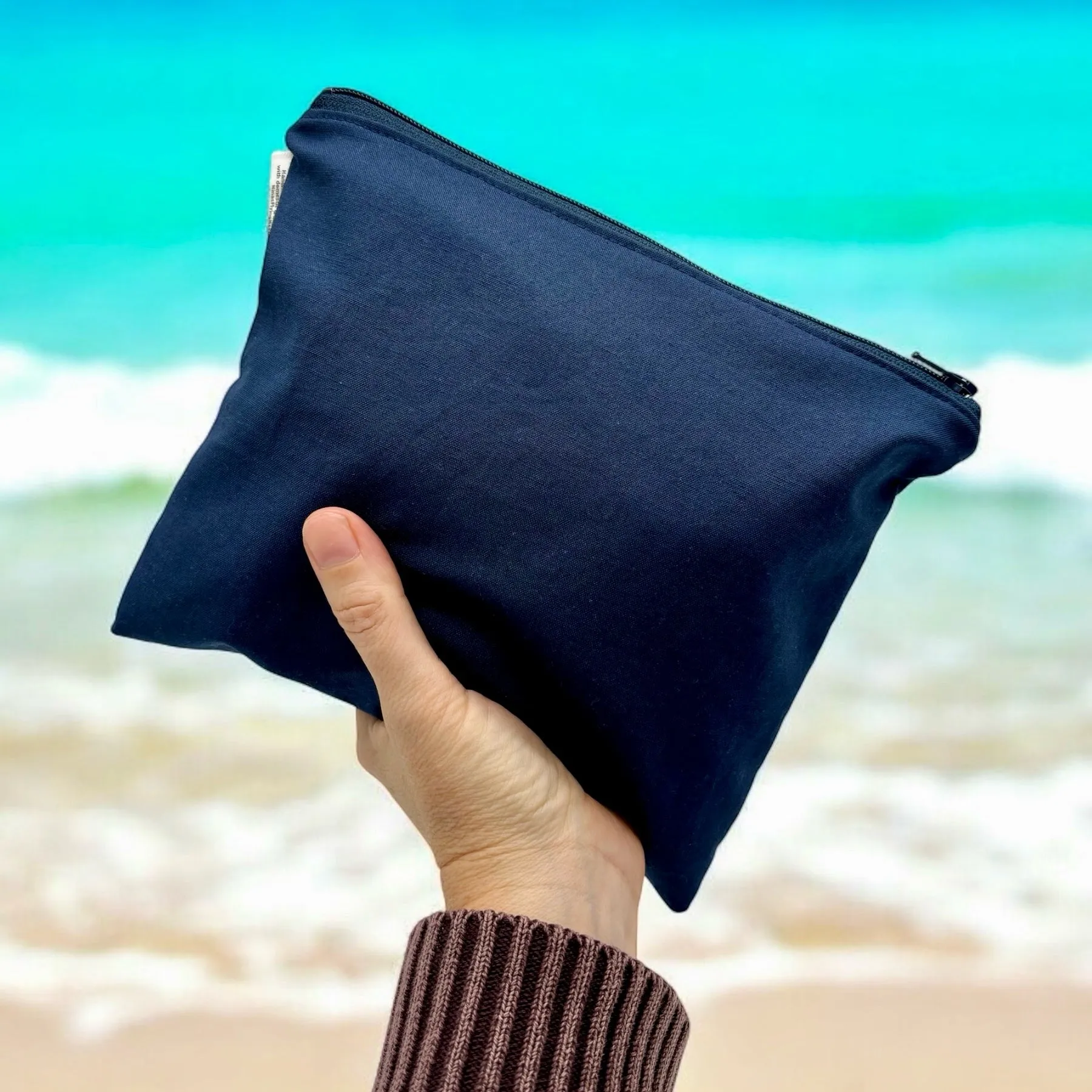 Sandwich Sized Reusable Zippered Bag Solid Blue Navy