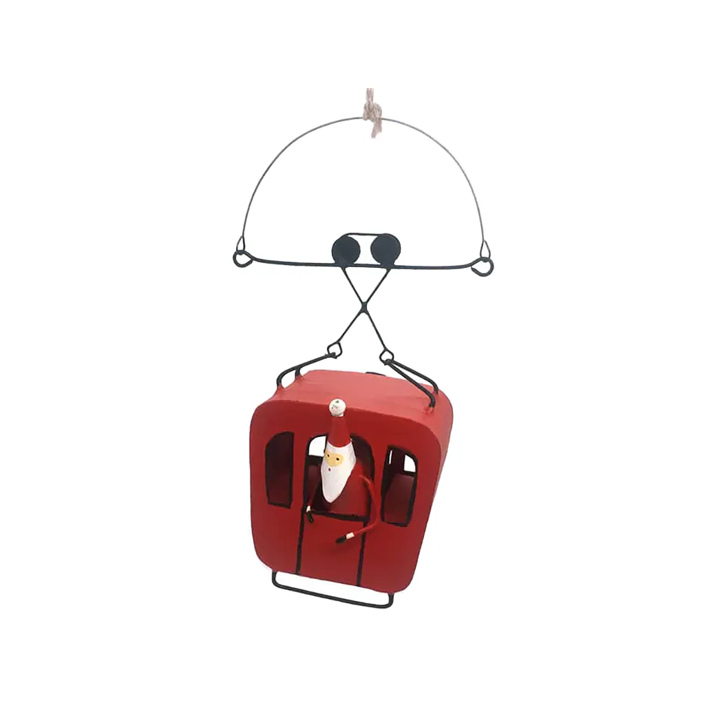 Santa and Snowman in Ski Lift Christmas Ornament