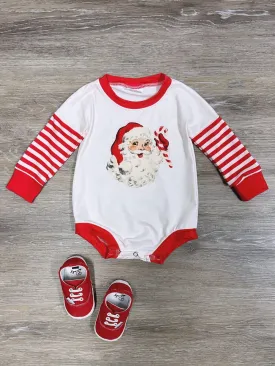 Santa Claus Red Stripe Long Sleeve Baby Bubble Romper