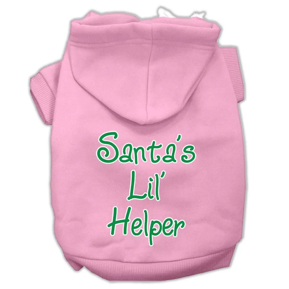 Santa's Lil' Helper Screen Print Pet Hoodies Light Pink Size Sm (10)