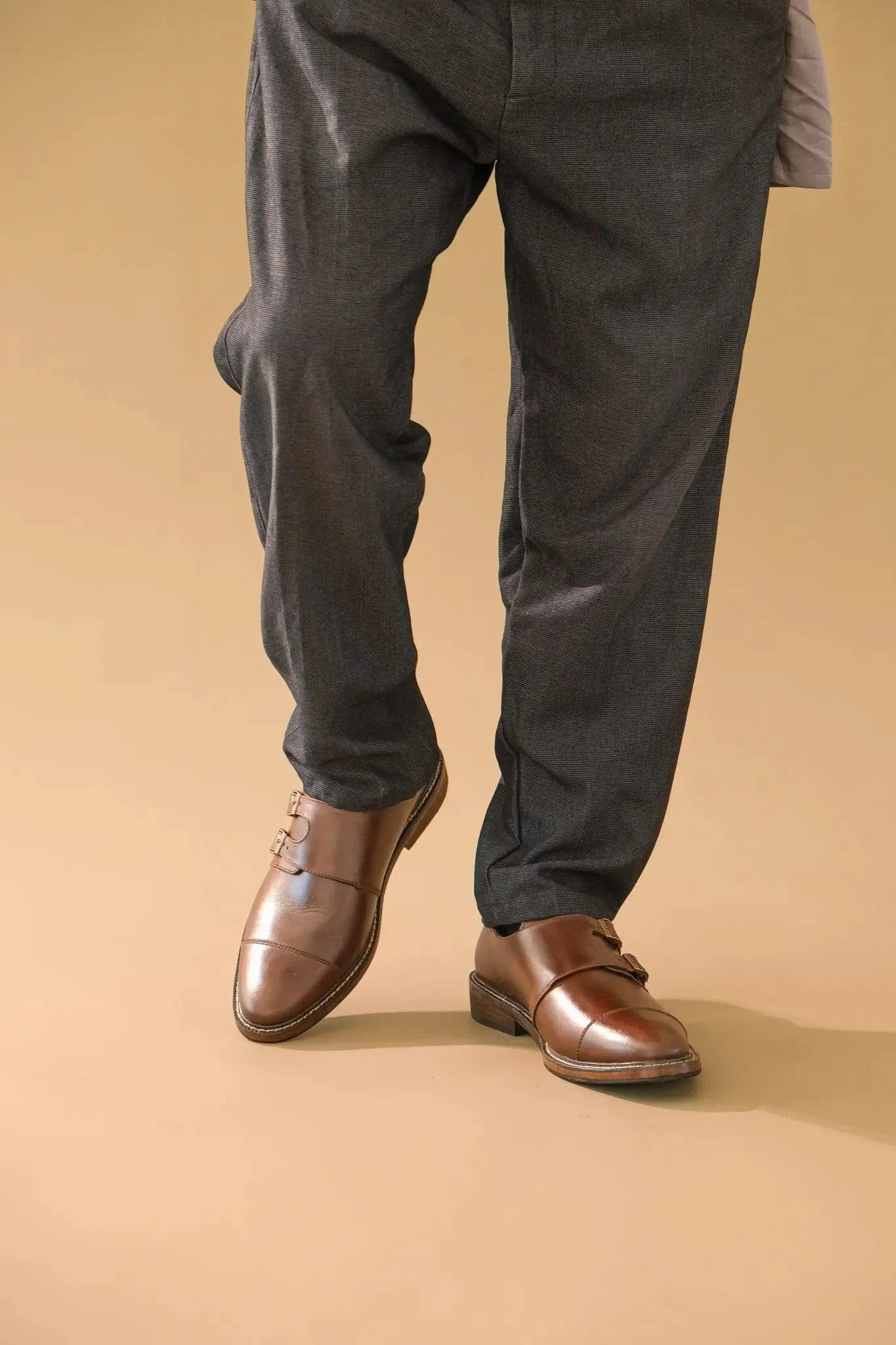 SANTIAGO Double Monkstrap Oxford - Walnut