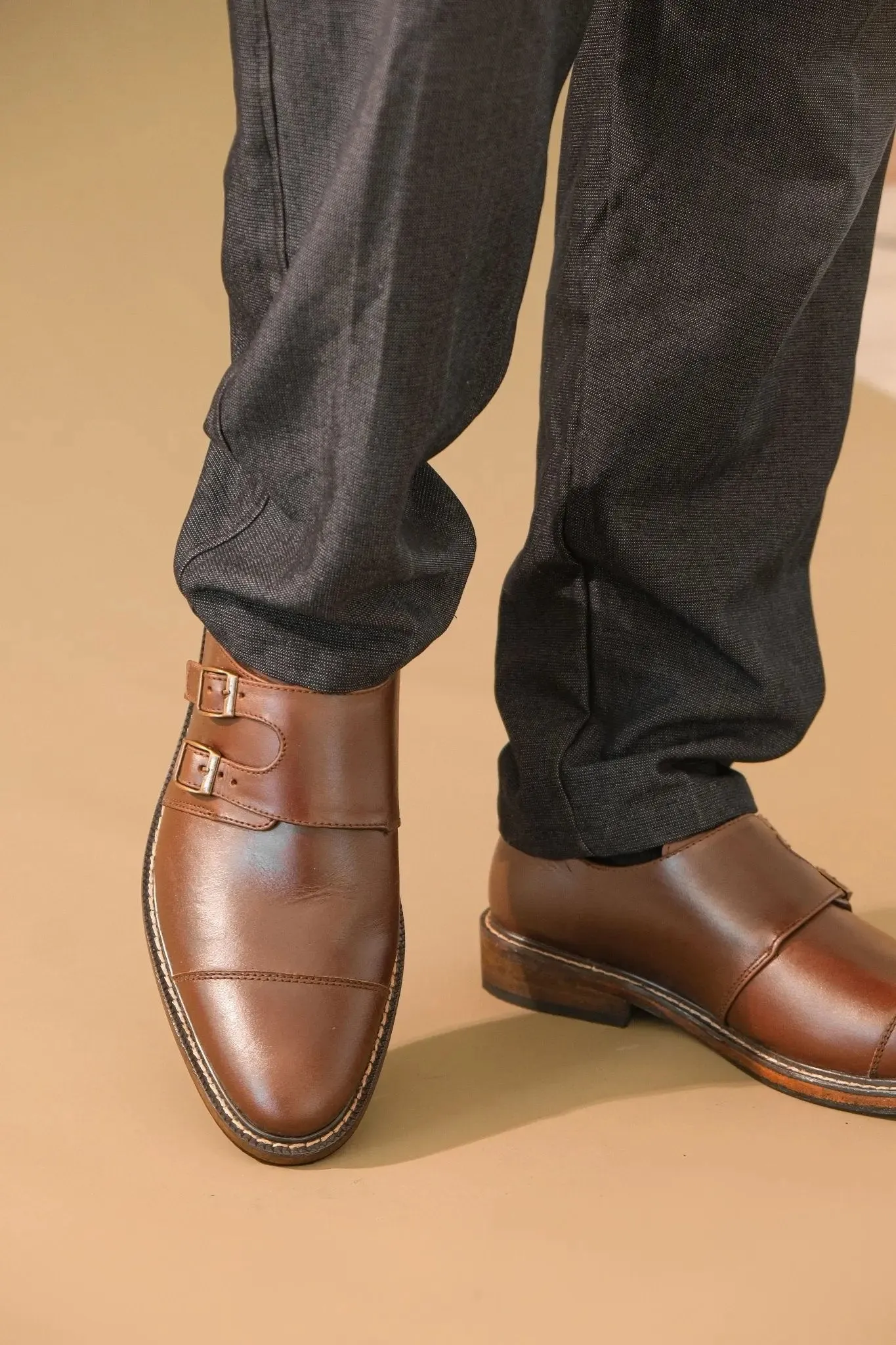 SANTIAGO Double Monkstrap Oxford - Walnut