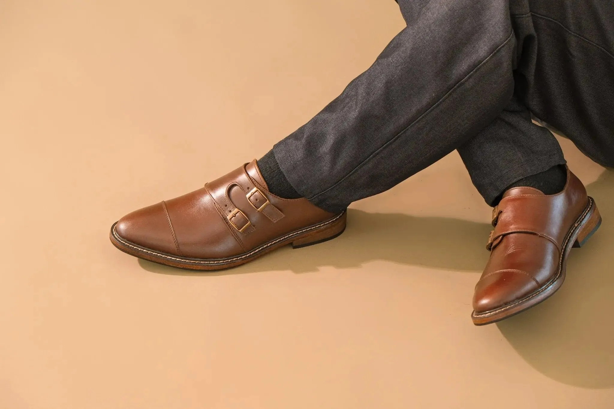 SANTIAGO Double Monkstrap Oxford - Walnut