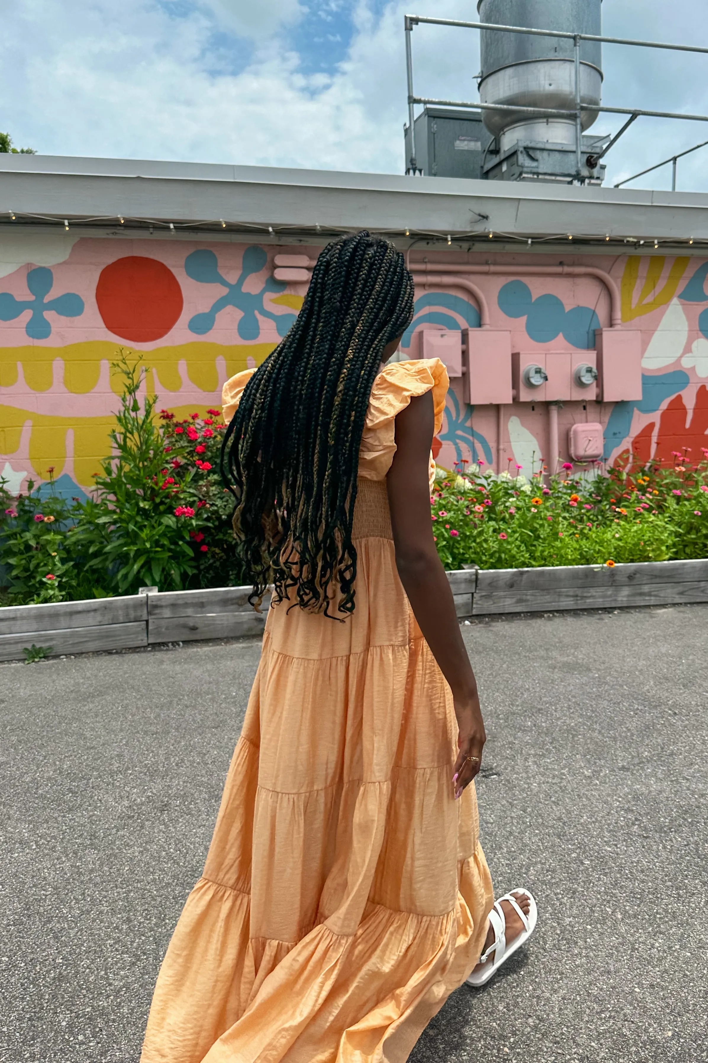 Sariah Midi Dress in Orange | Restocked  | Slightly Damaged