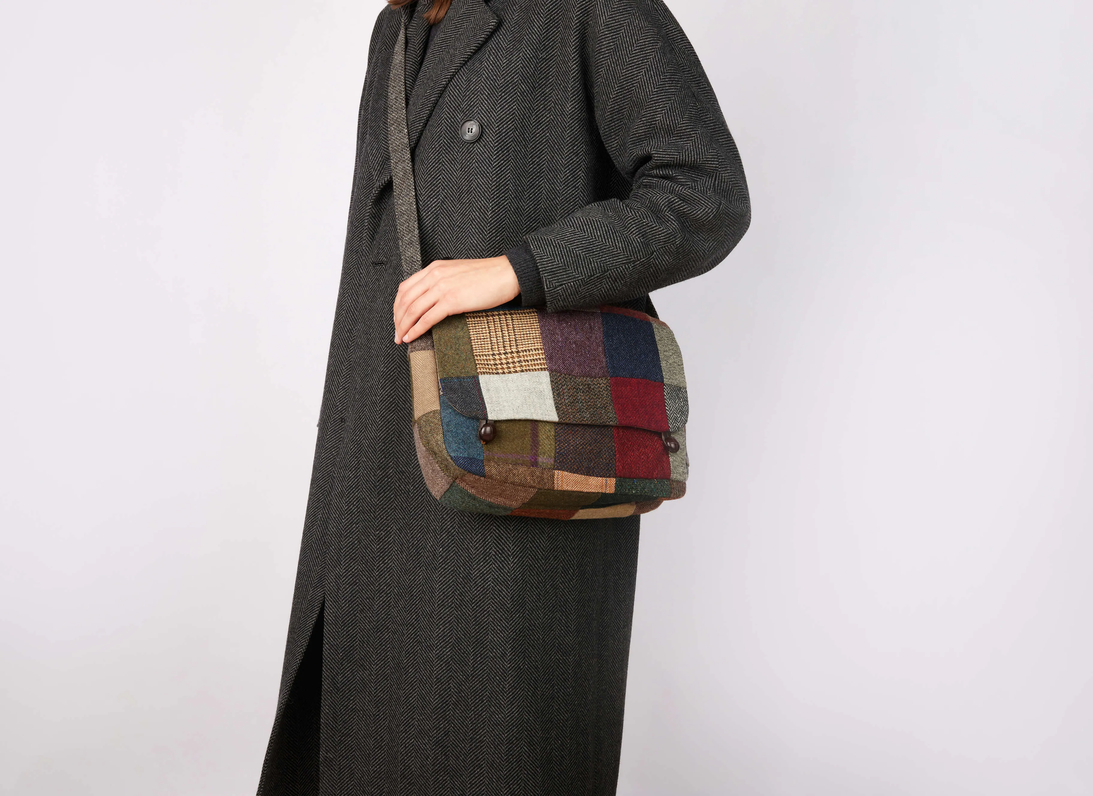 Satchel Bag Patchwork Tweed