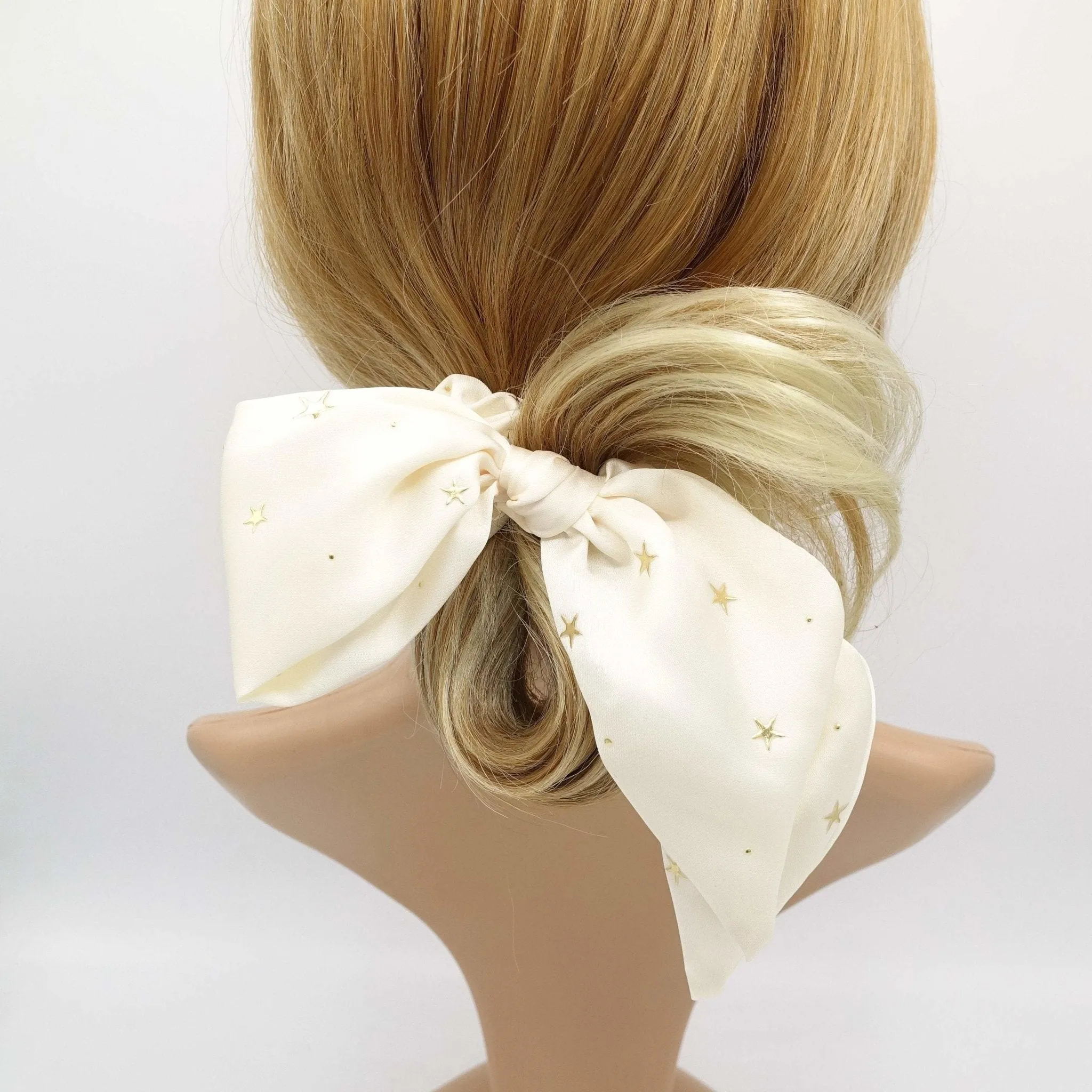 satin bow knot scrunchies star dot embellished hair tie scrunchie women hair accessory