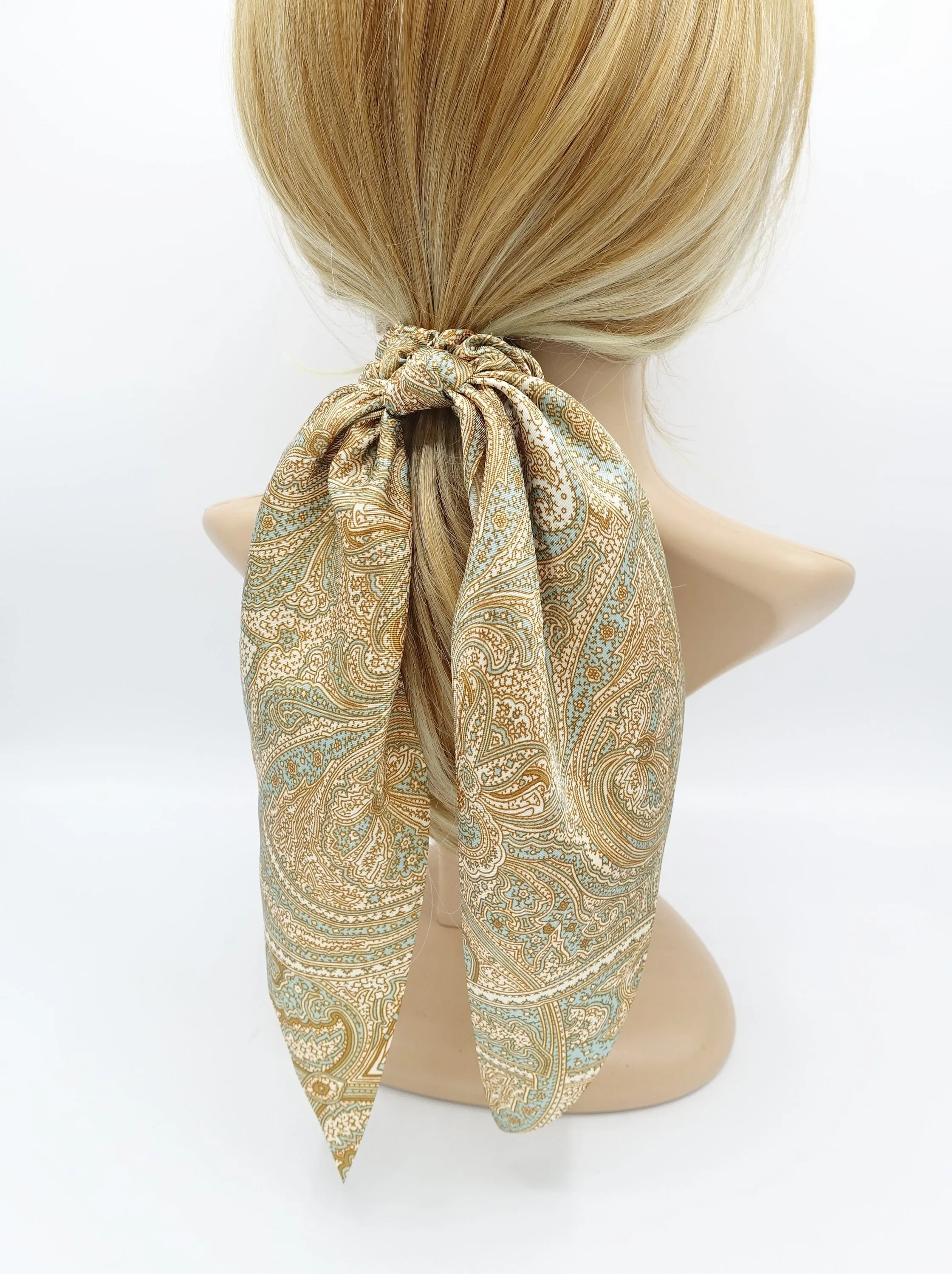 satin paisley print scrunchies wing knot hair elastic glossy scrunchy