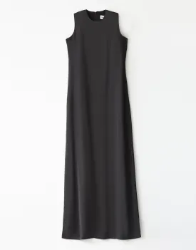 Satin Sleeveless Lined Aline Maxi Dress Shabbos Robe Black