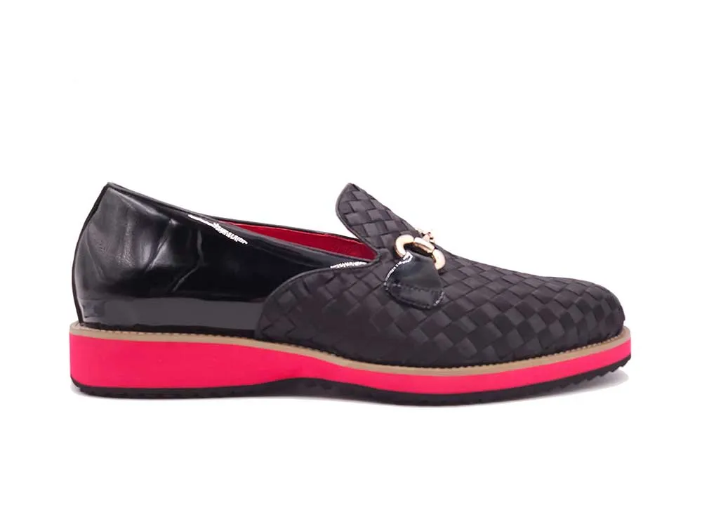 Satin Weave Leather Bit Loafer