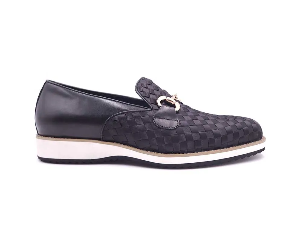 Satin Weave Leather Bit Loafer