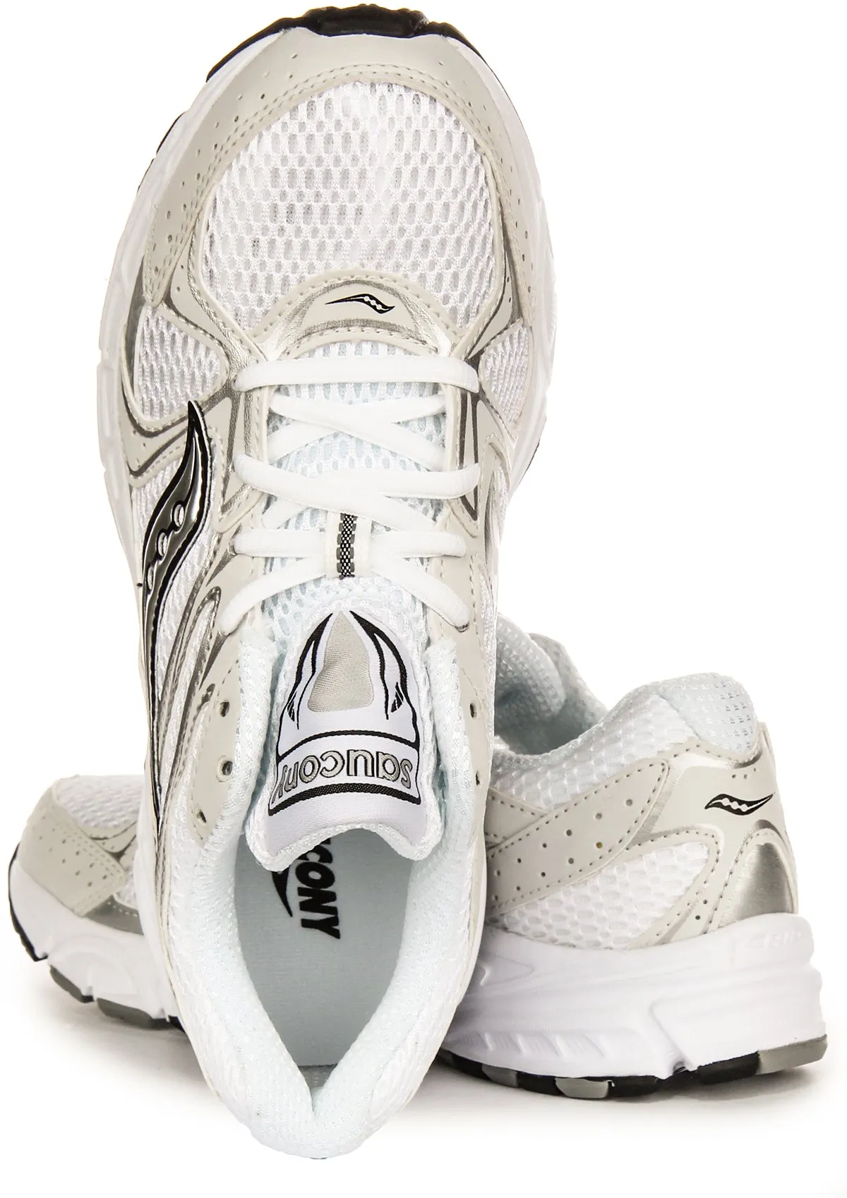 Saucony G Ride Millennium In White Silver