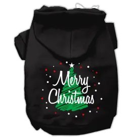 Scribbled Merry Christmas Screenprint Pet Hoodies Black Size M (12)