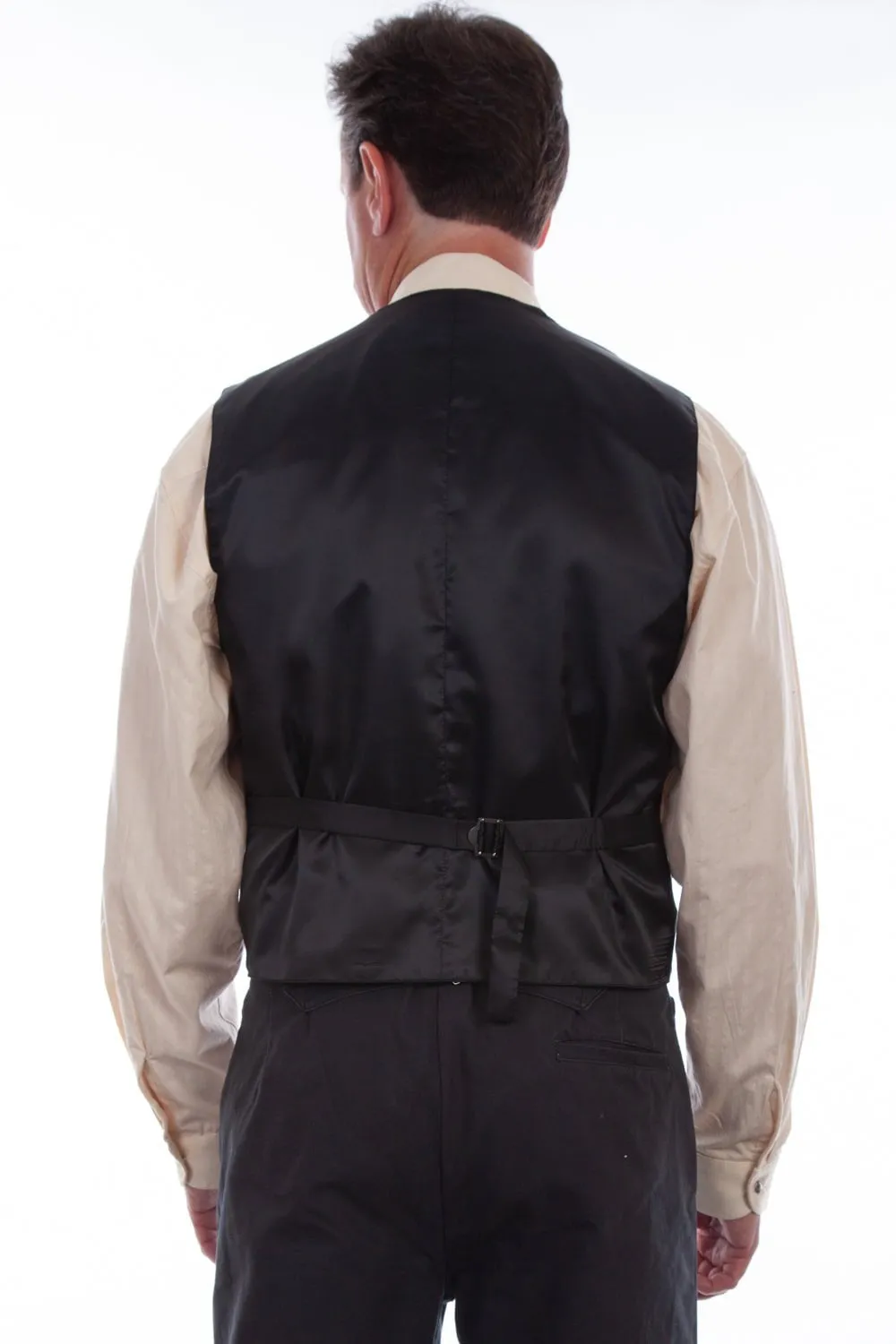 Scully Mens Black 100% Silk Notched Lapels Vest