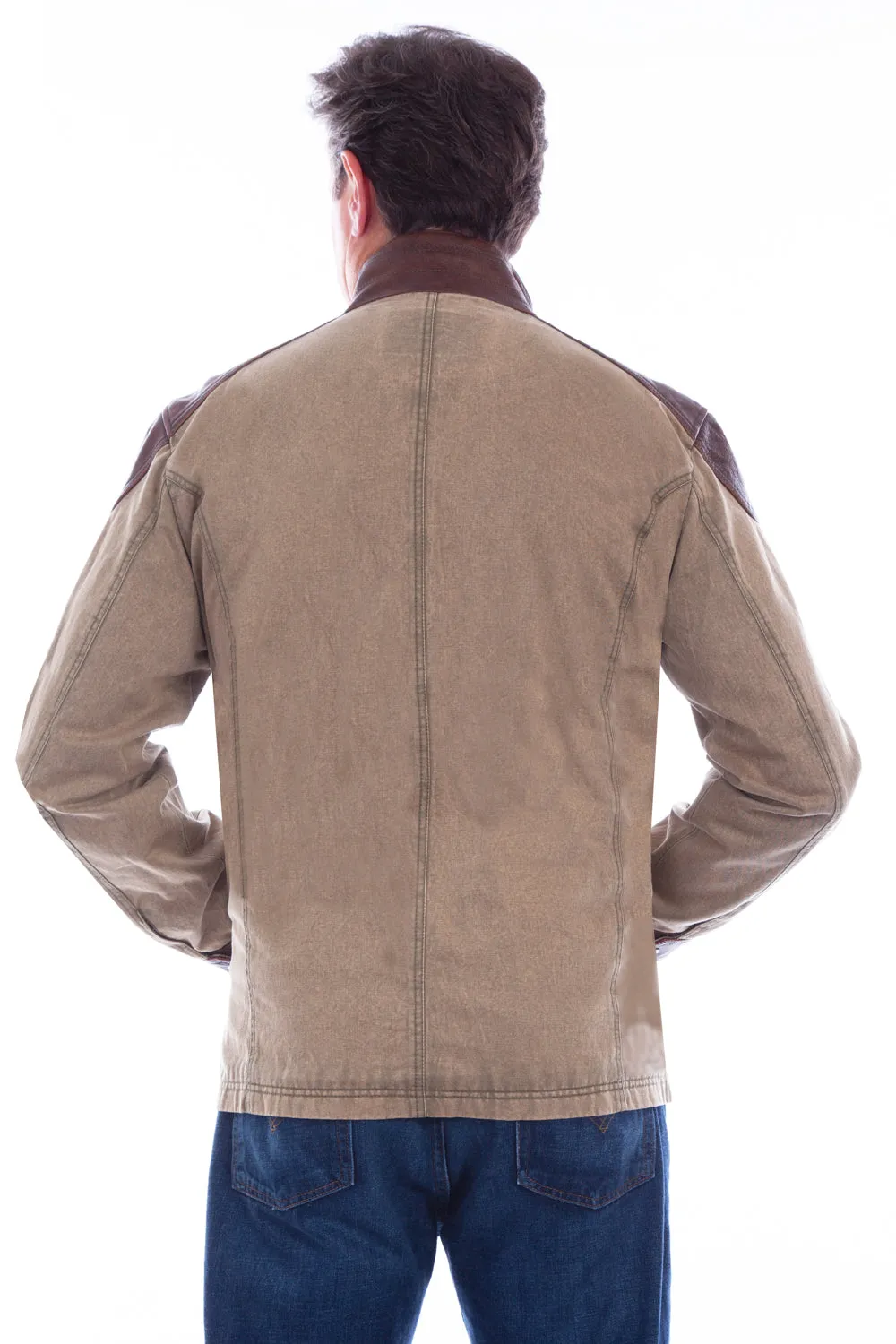 Scully Mens Cozy Canvas Sage Leather Leather Jacket