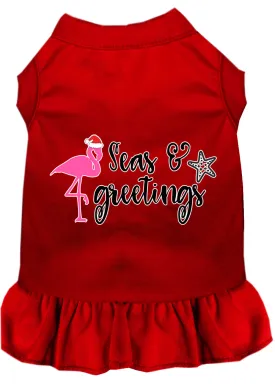 Seas And Greetings Screen Print Dog Dress Red Xxl