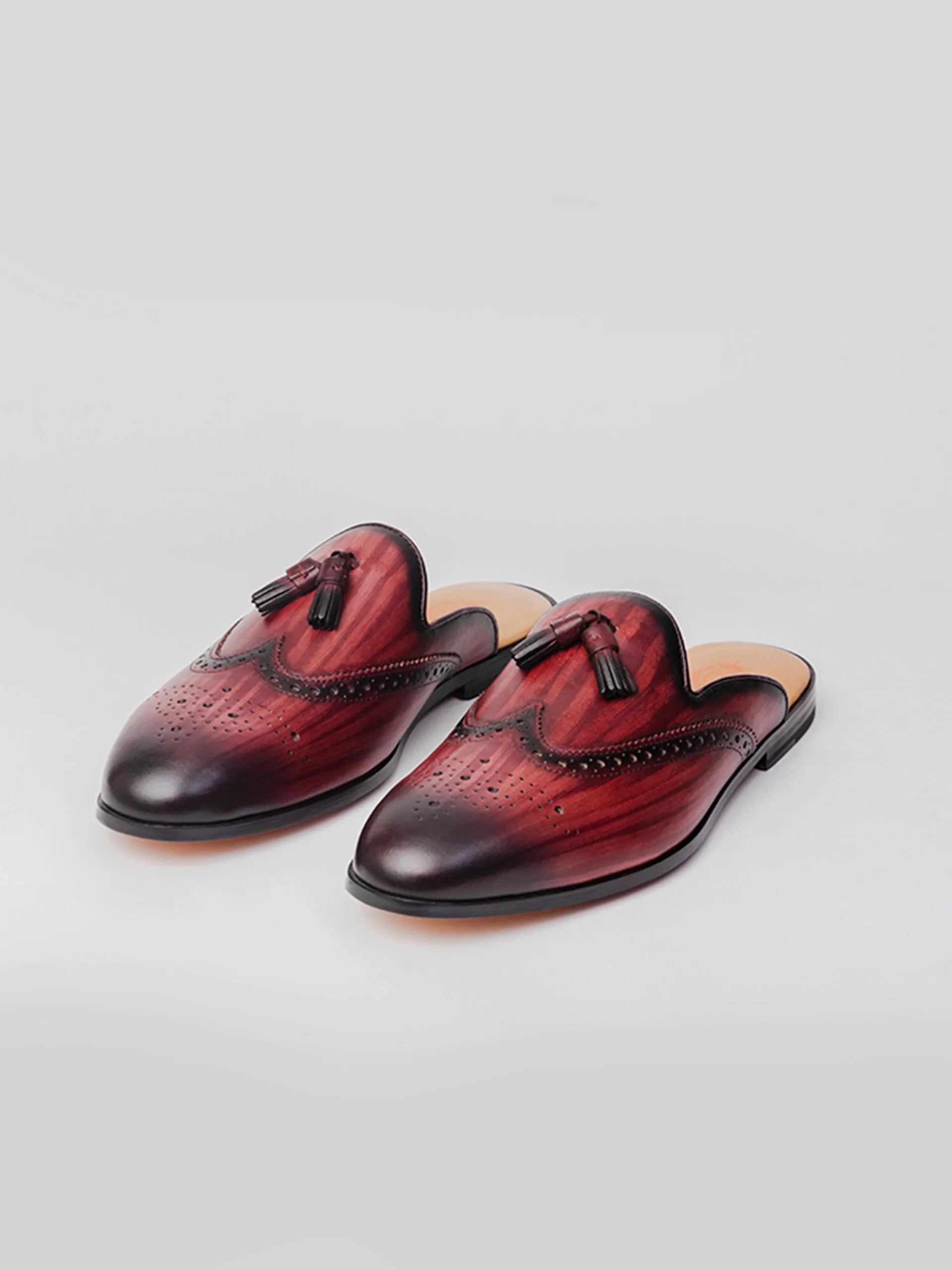 Seira Tassel Mules - Oxblood Patina