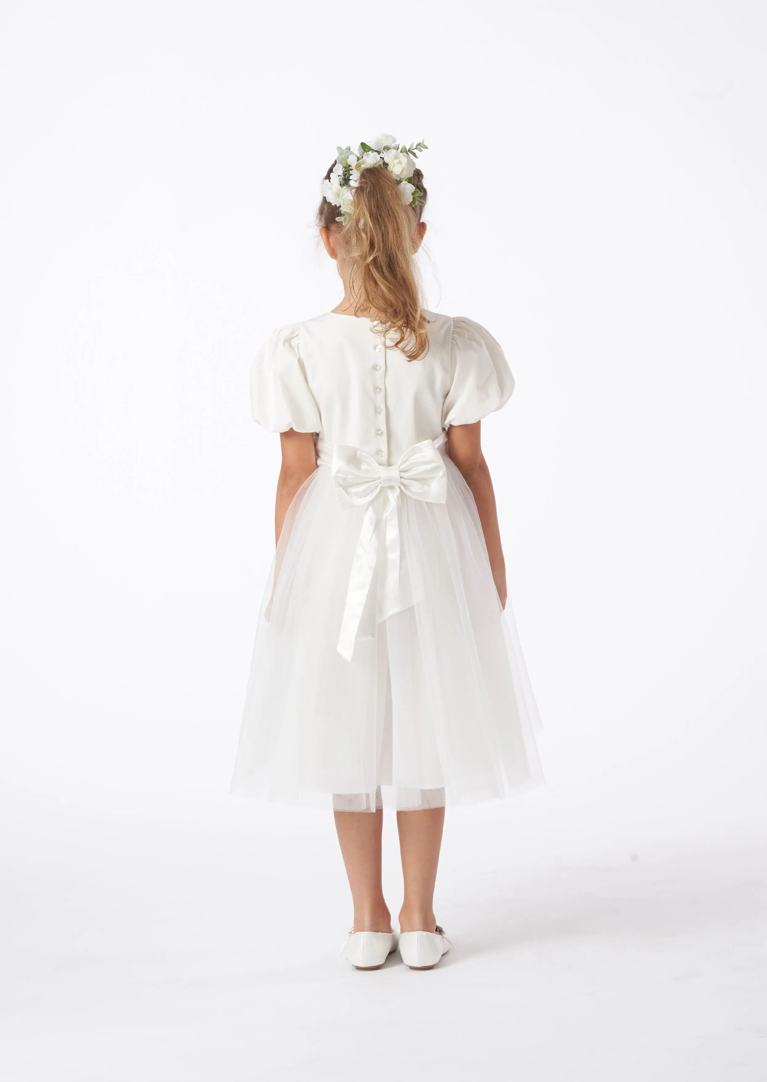 Selene Tulle Dress with Ivory Sash